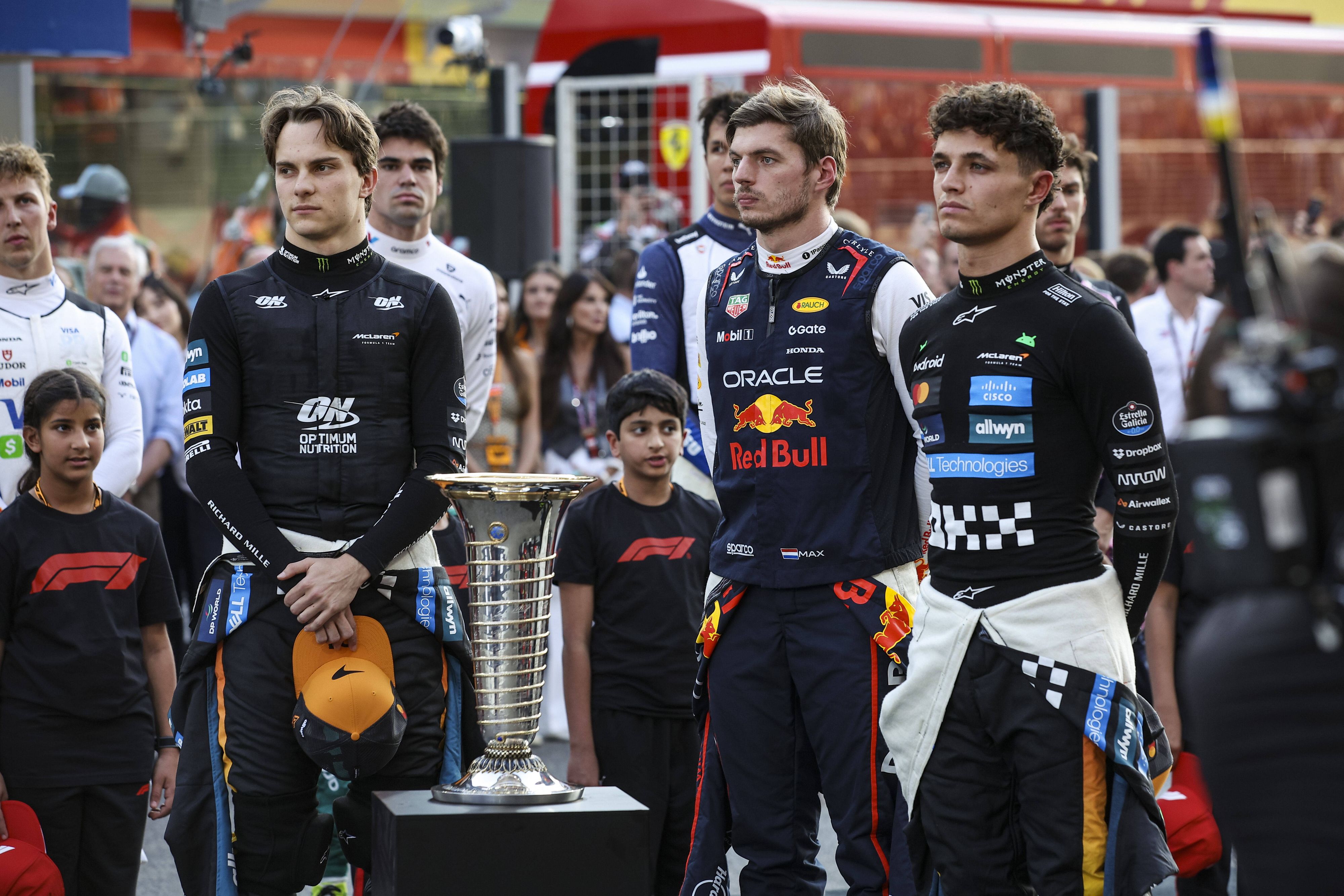 Oscar Piastri, Max Verstappen und Lando Norris
