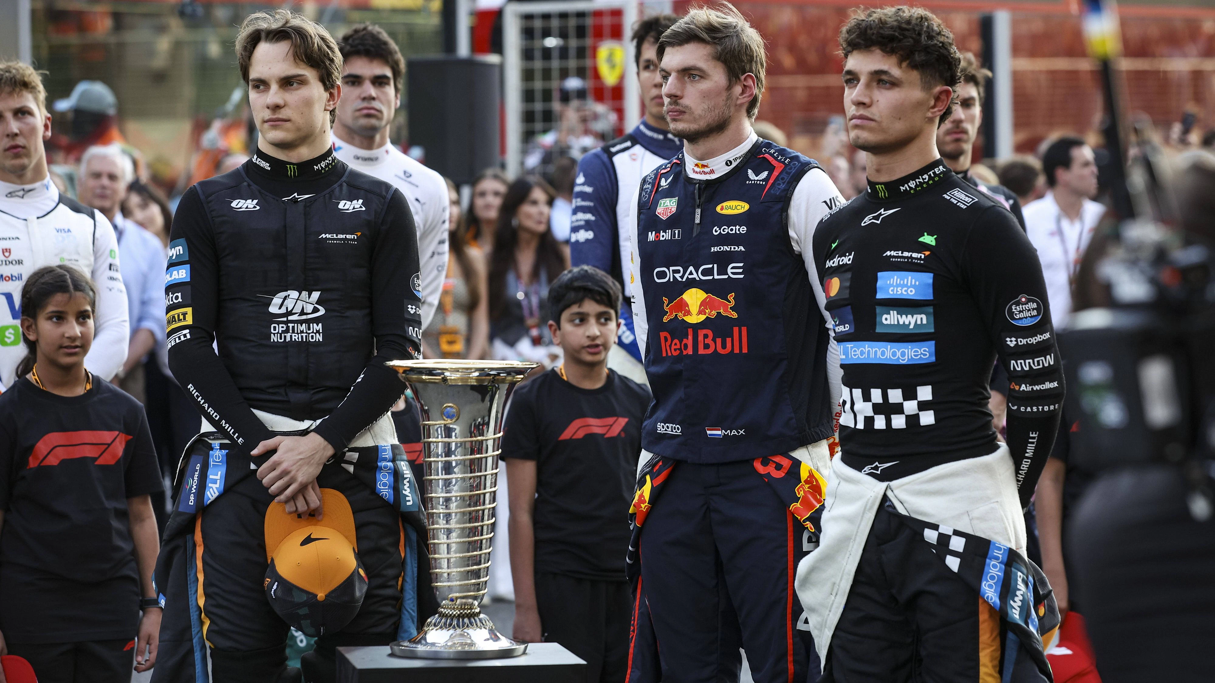 Oscar Piastri, Max Verstappen und Lando Norris
