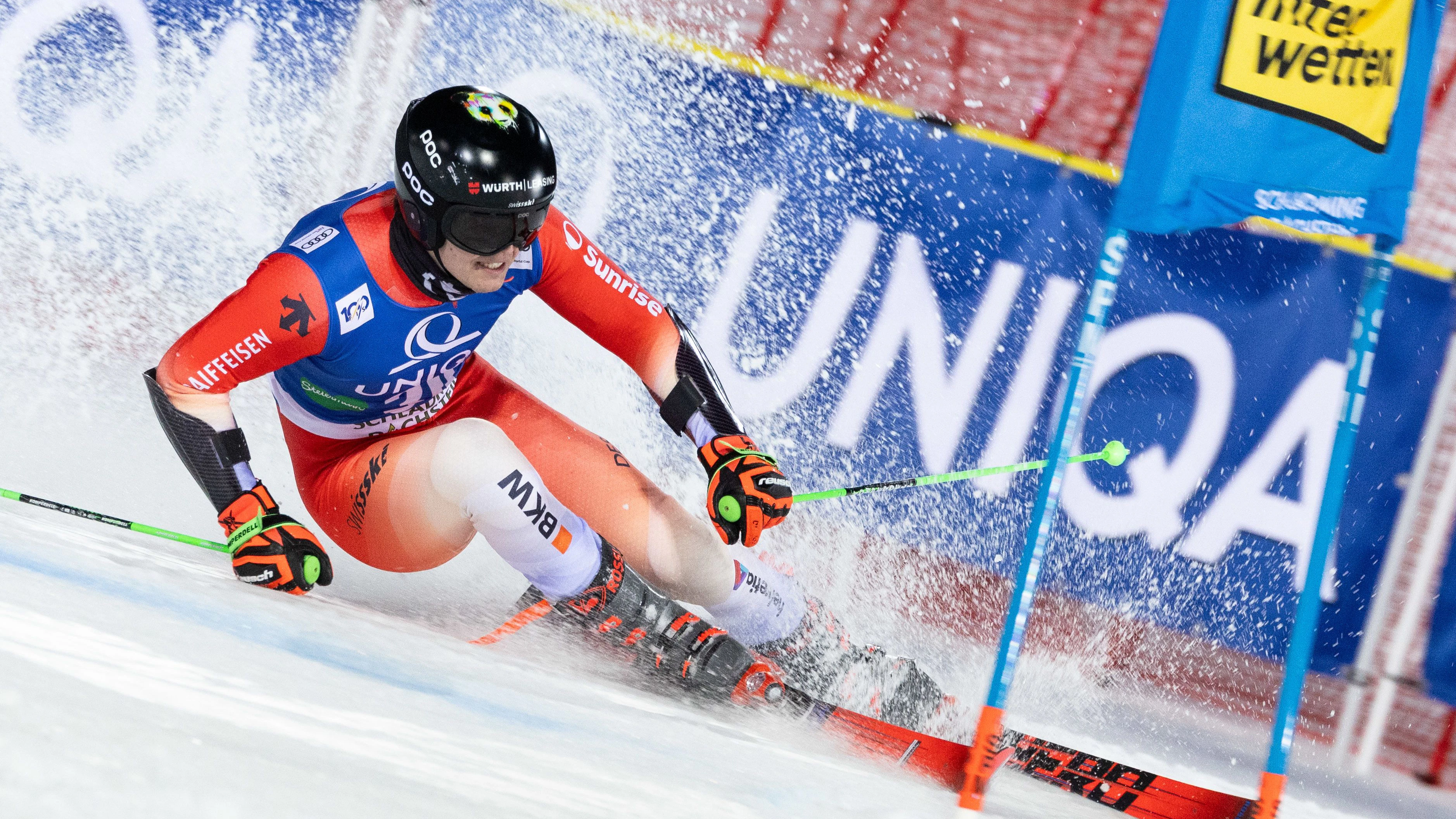 SCHLADMING,AUSTRIA,23.JAN.24 - ALPINE SKIING - FIS World Cup, night giant slalom, men. Image shows Livio Simonet (SUI). Photo: GEPA pictures/ Harald Steiner