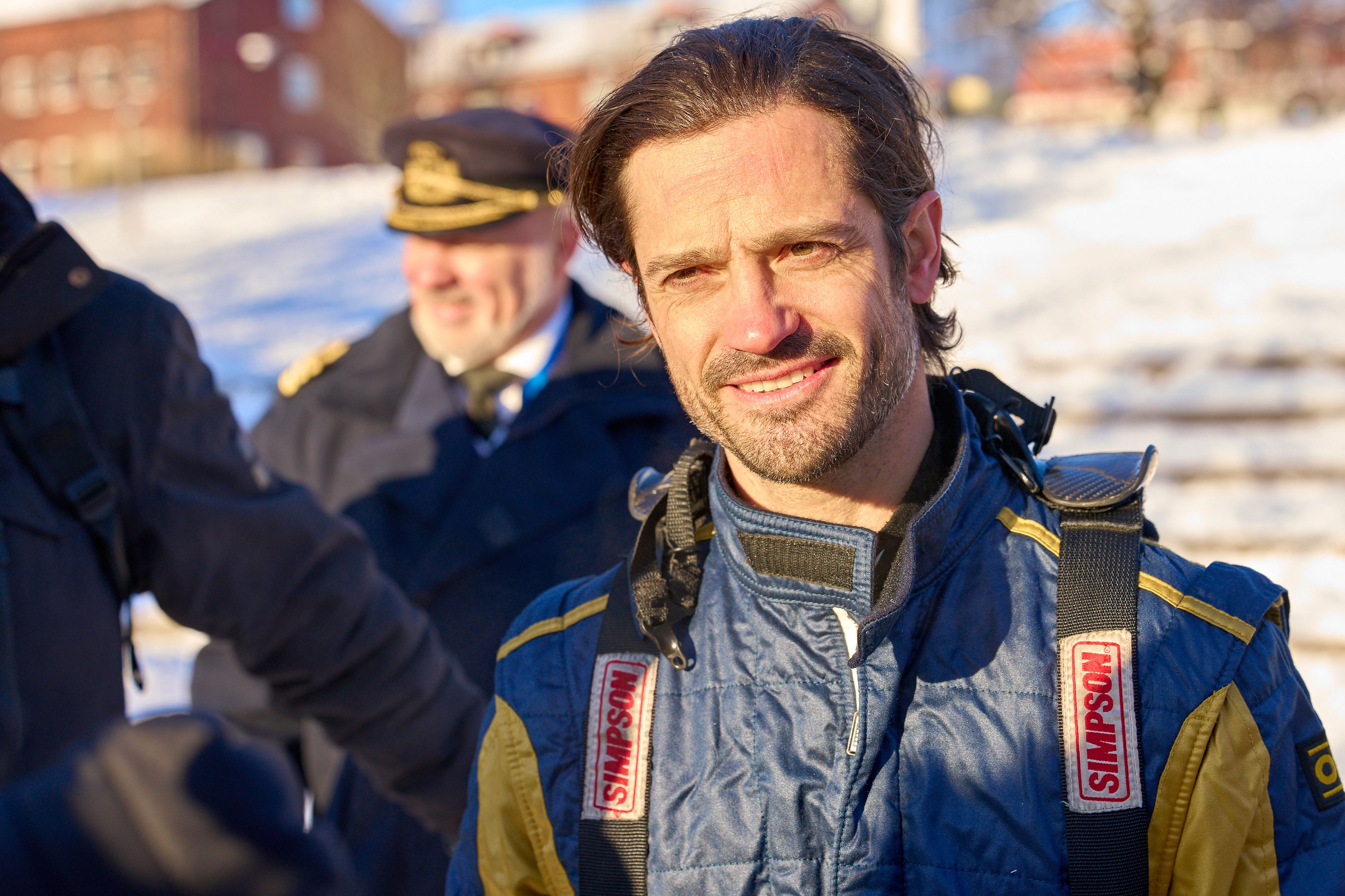 Prinz Carl Philip von Schweden nach einer Probefahrt mit Oliver Solberg im Zentrum von Umeå, Schweden, am 12. Februar 2026.