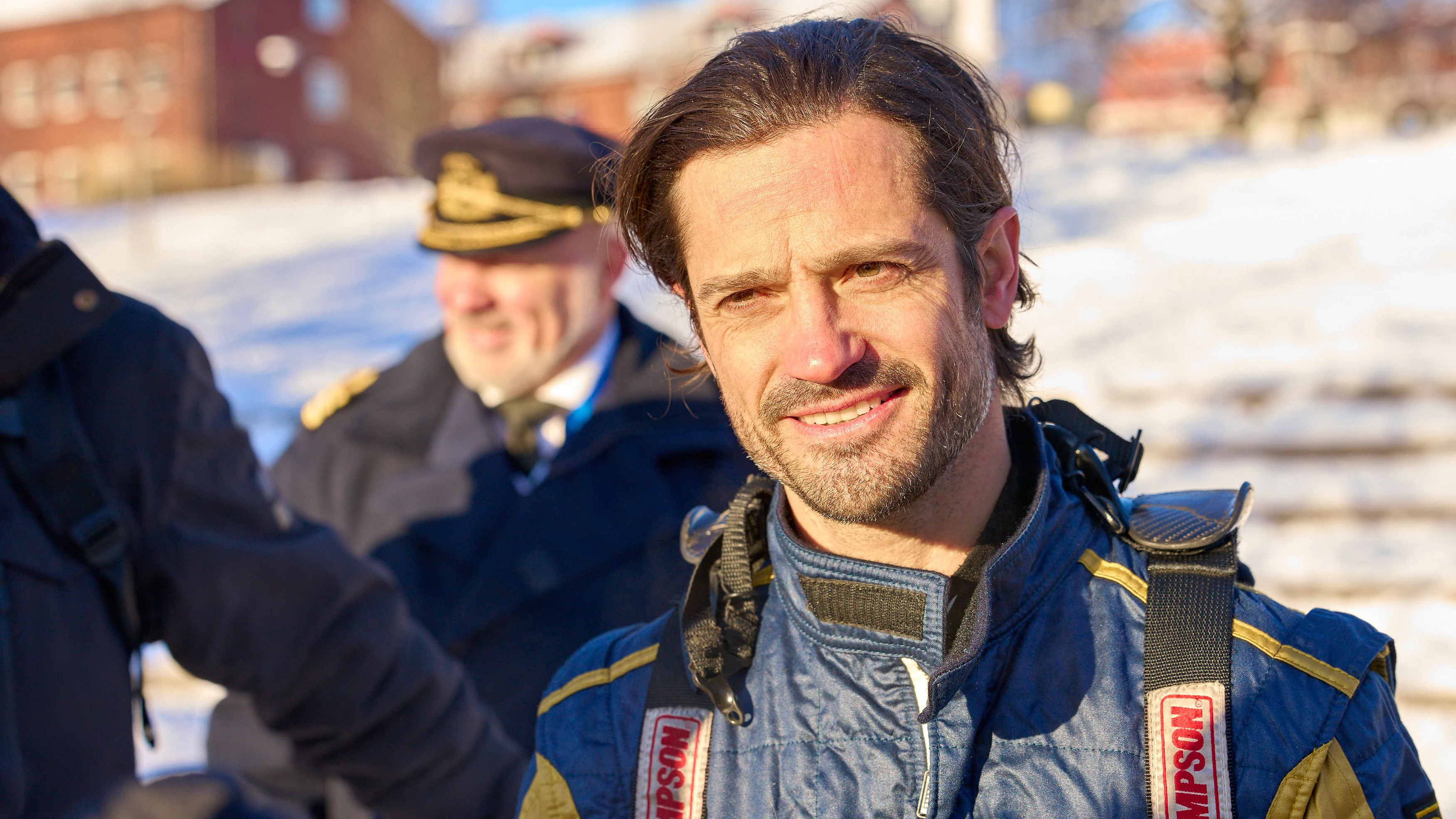Prinz Carl Philip von Schweden nach einer Probefahrt mit Oliver Solberg im Zentrum von Umeå, Schweden, am 12. Februar 2026.