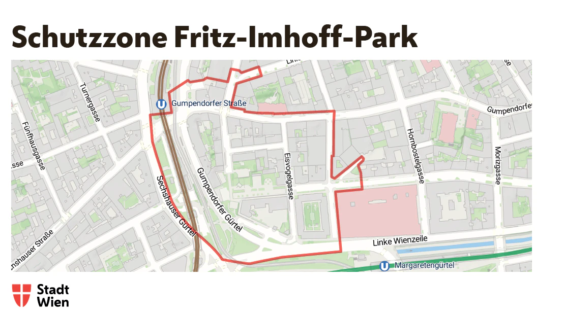 Plan der Schutzzone rund um die U6-Station Gumpendorfer Straße