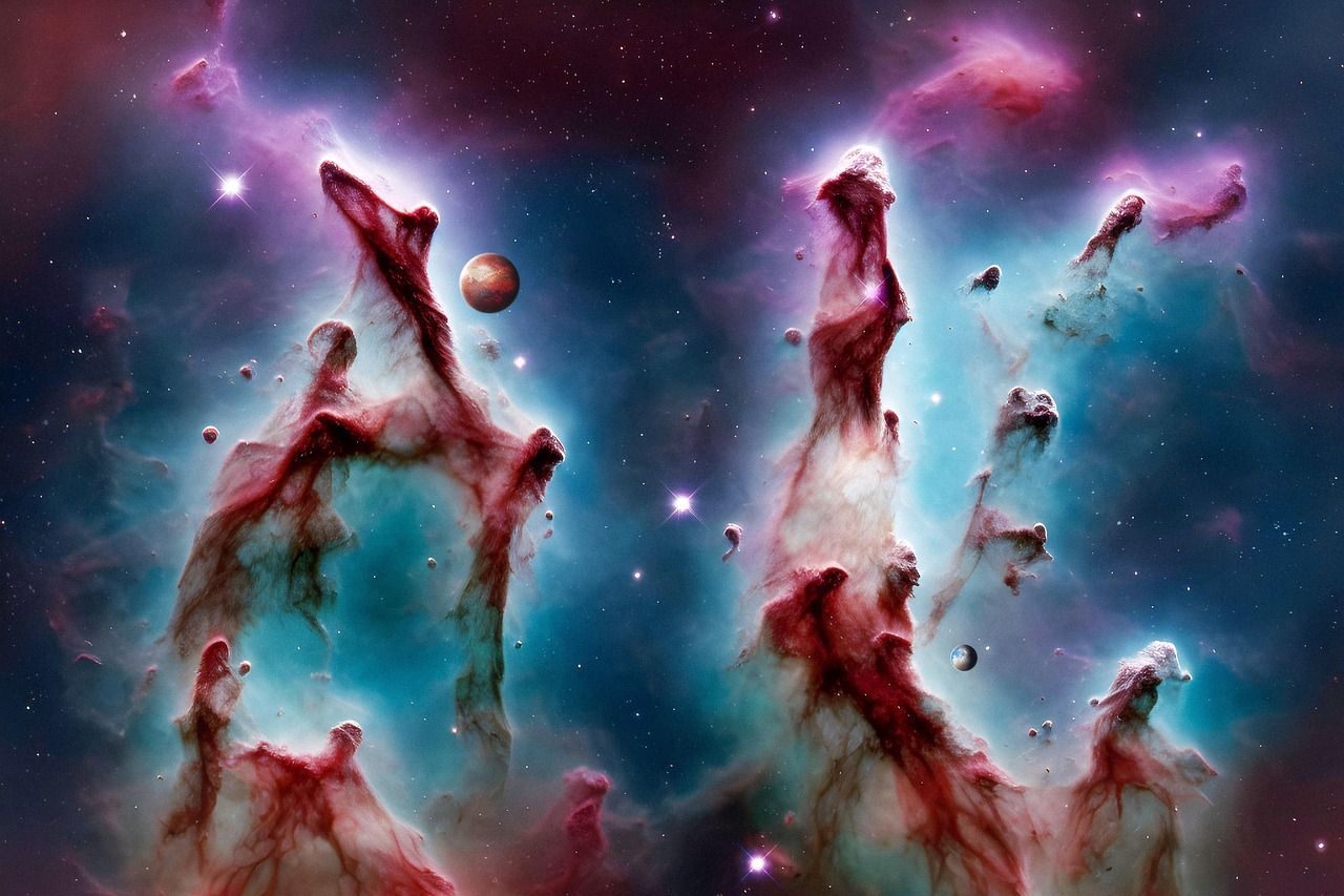 Das kosmische Weltall mit Nebeln und Sternen