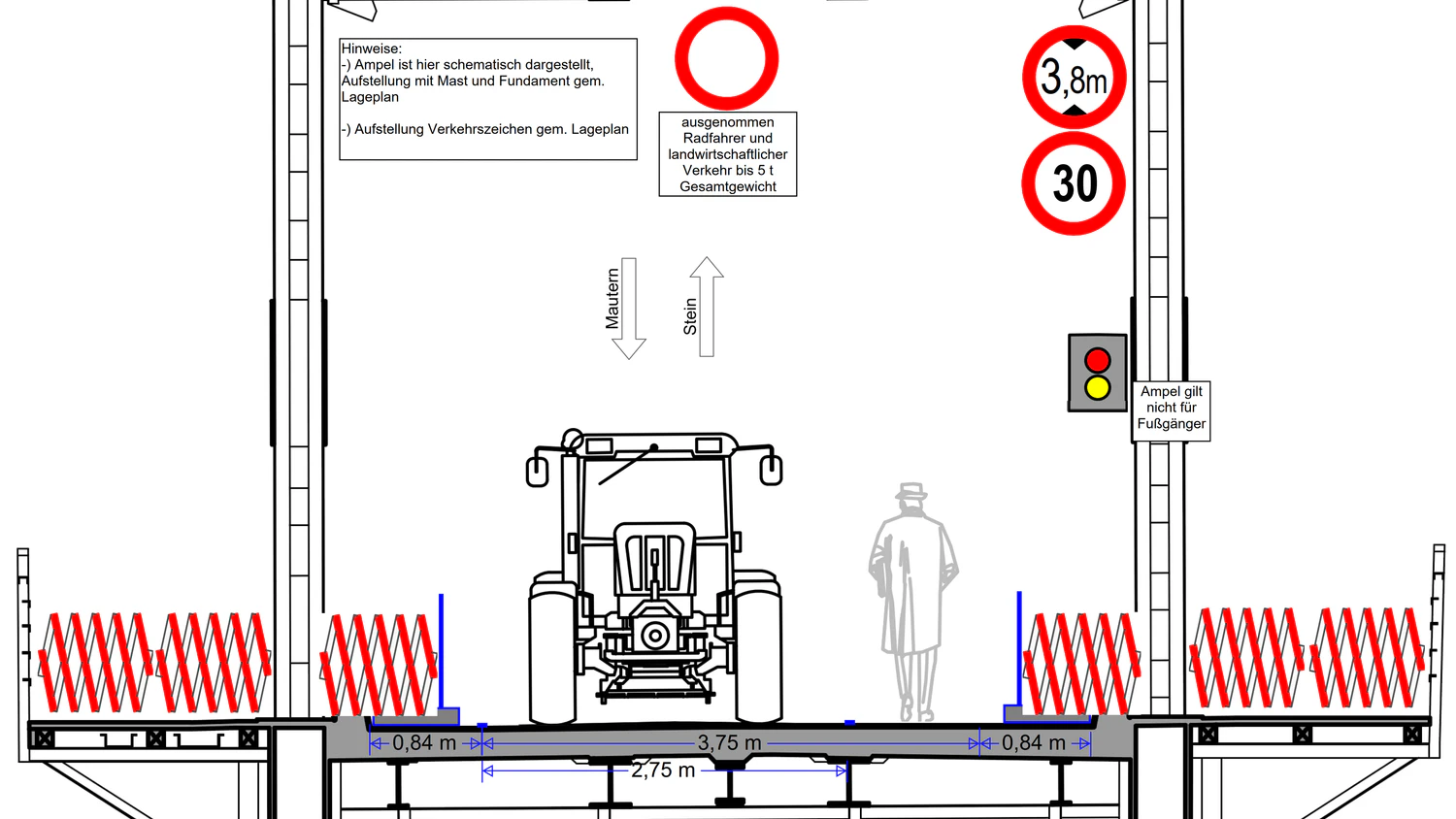 Ansicht: So ist in nächster Zukunft die Brücke zu nutzen