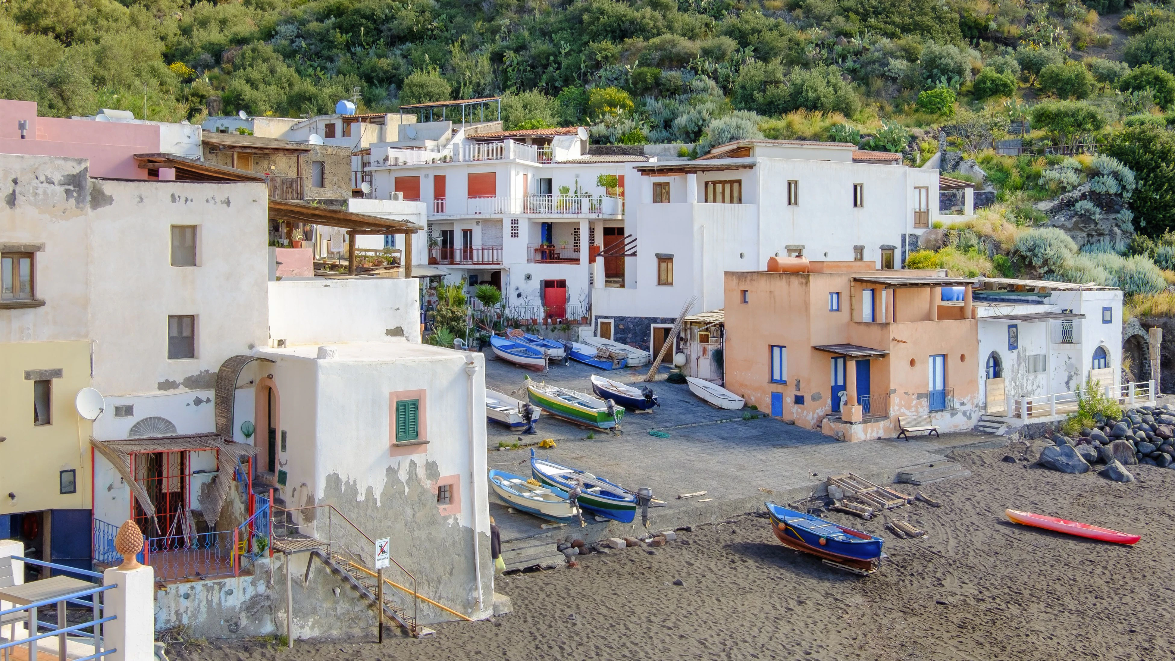 Fishing village of Rinella in Salina, the second largest island of the Aeolian archipelago (Sicily, Italy)