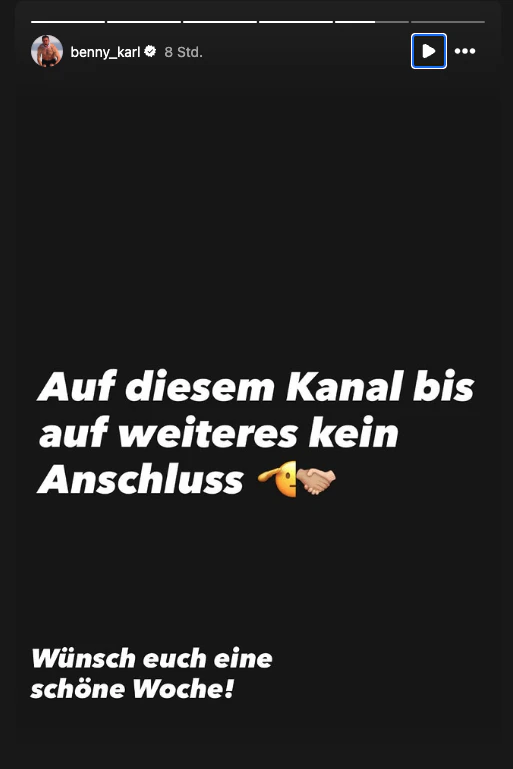 Kurzfristiger Schlusspunkt: Ein paar Stunden später postete Benjamin Karl schon wieder