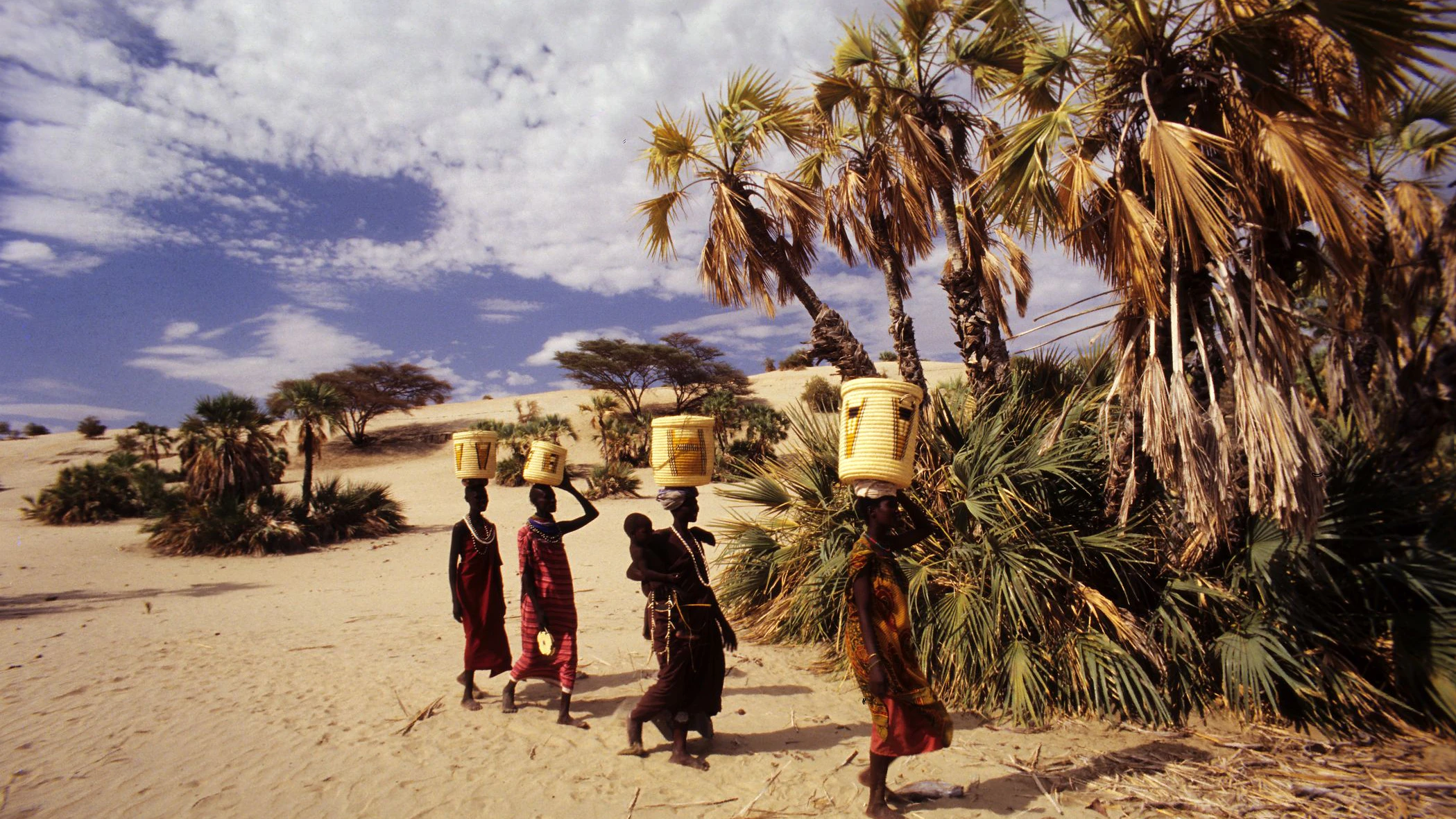Eliye Springs, Kenya - February 9, 1996: Turkana womans at  Eliye Springs remote village, Lake Turkana, Kenya