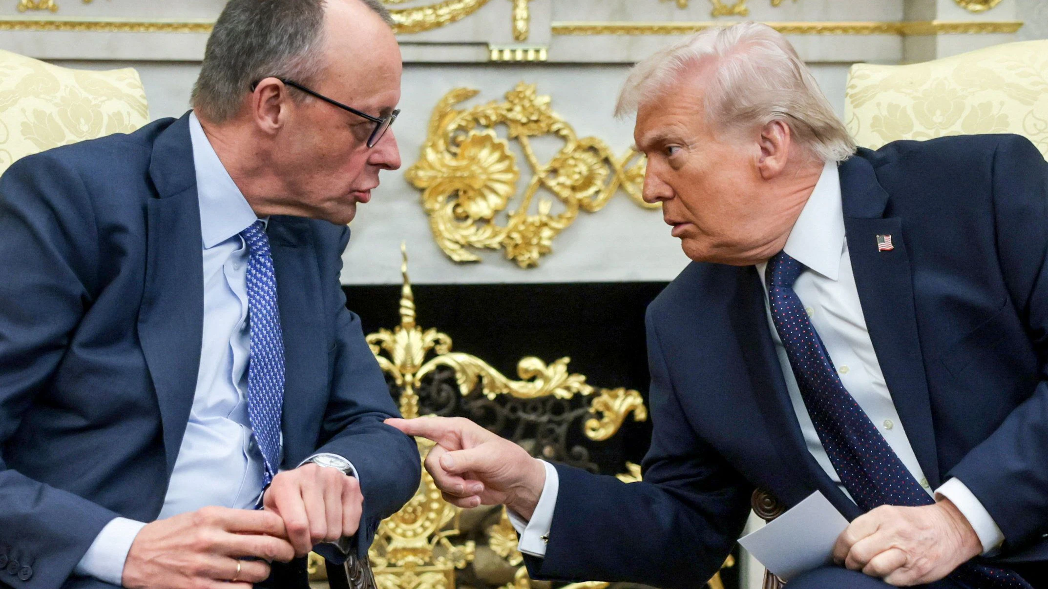 U.S. President Donald Trump and German Chancellor Friedrich Merz meet in the Oval Office at the White House in Washington, D.C., U.S., March 3, 2026. REUTERS/Jonathan Ernst