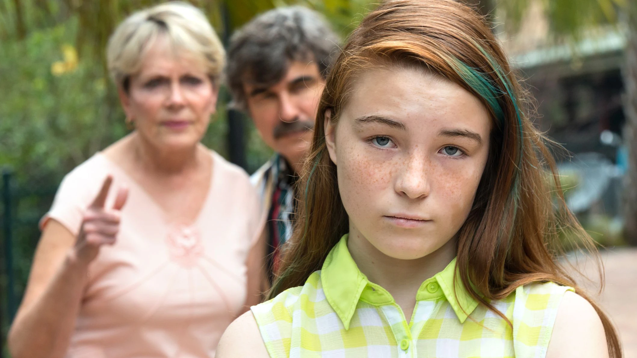 teenage girl scolded by her grandparents