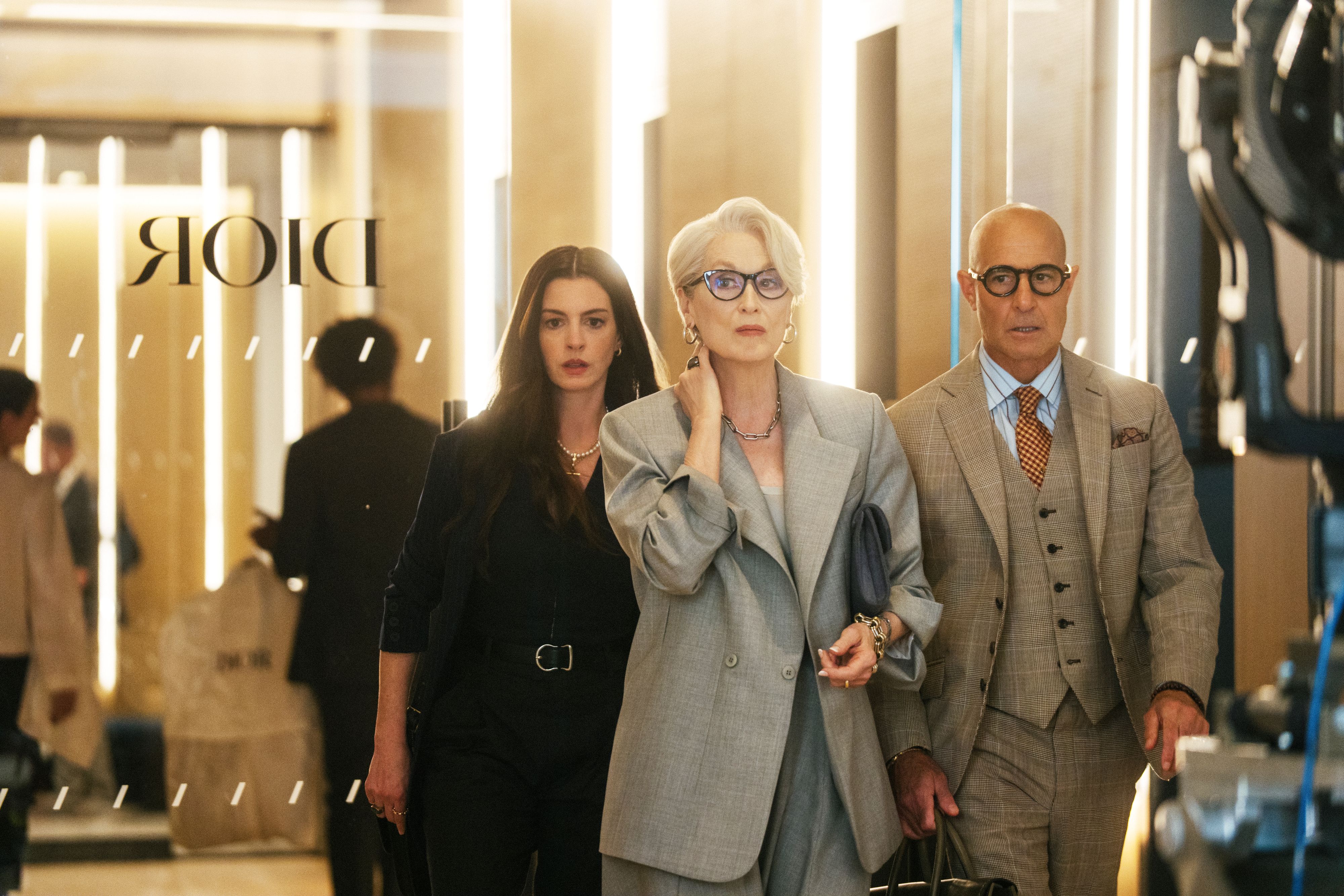 Sie sind wieder da: Anne Hathaway, Meryl Streep und Stanley Tucci (v.l.) auf dem Laufsteg der Eitelkeiten in 