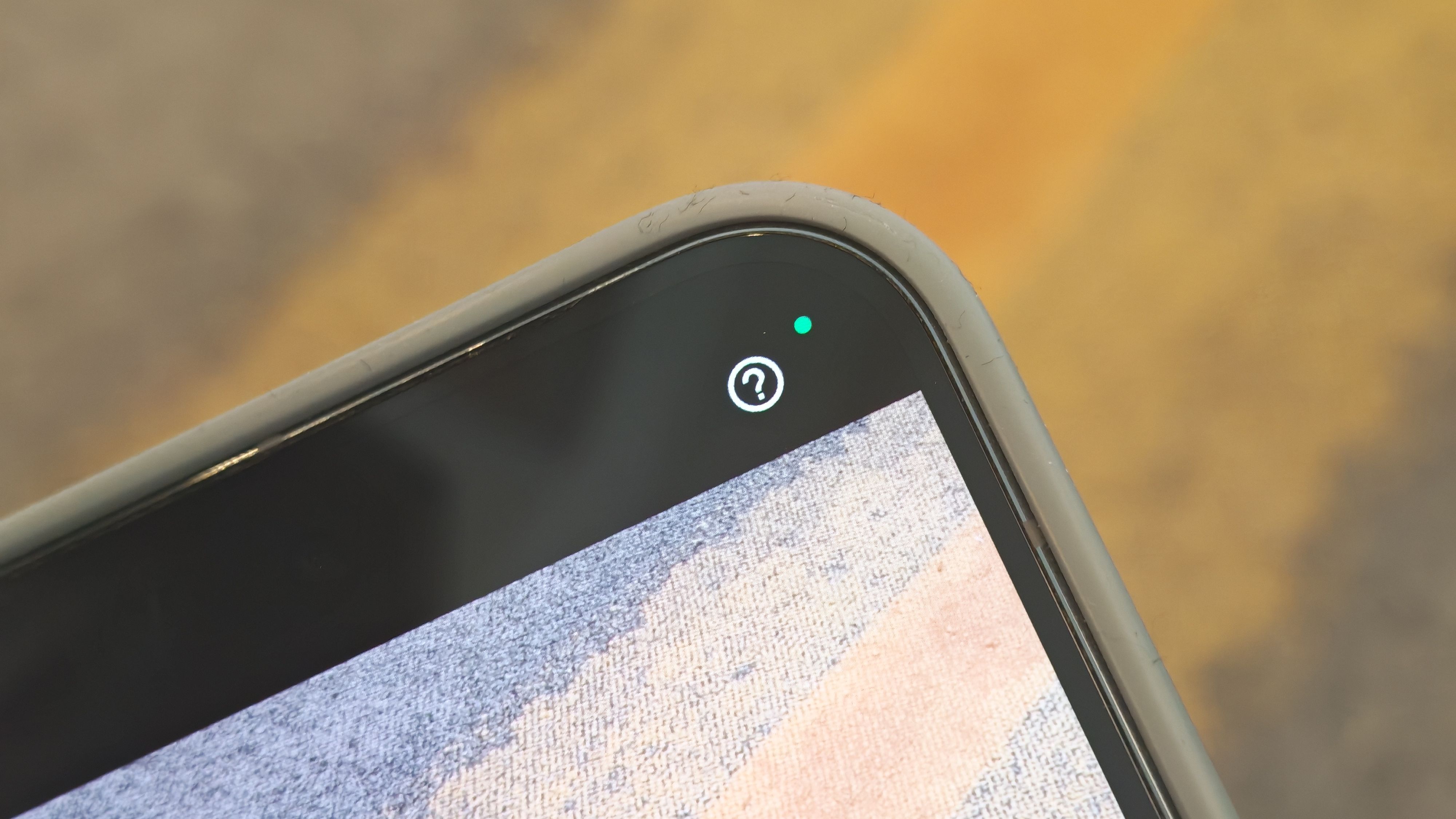 Ein kleiner grüner Punkt am oberen Bildschirmrand deines Smartphones warnt dich.