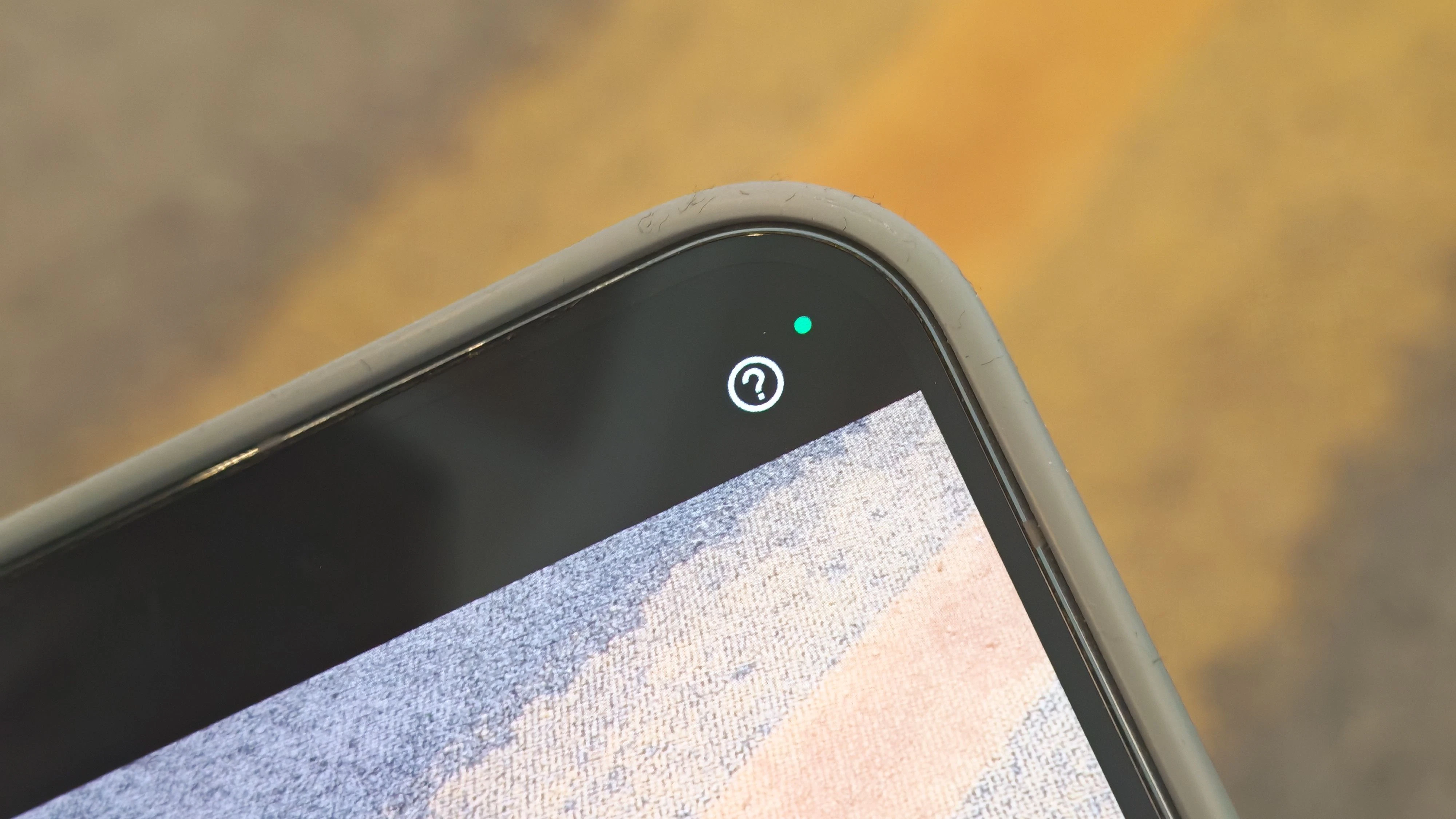 Ein kleiner grüner Punkt am oberen Bildschirmrand deines Smartphones warnt dich.