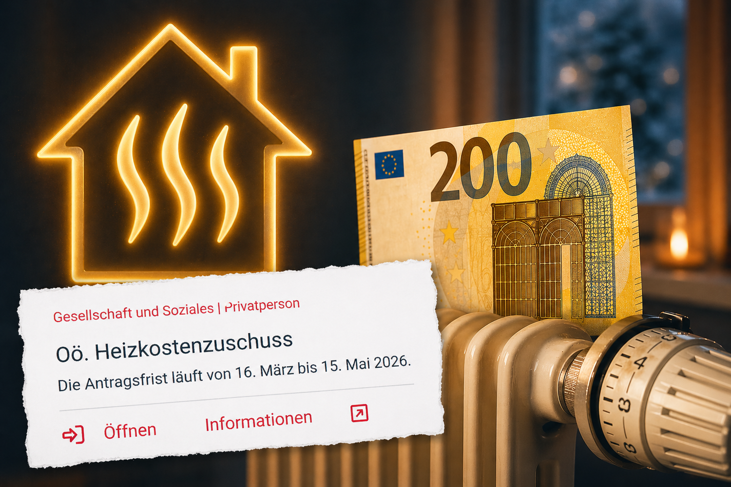 In OÖ kann man noch zwei Wochen lang den Heizkostenzuschuss beantragen.