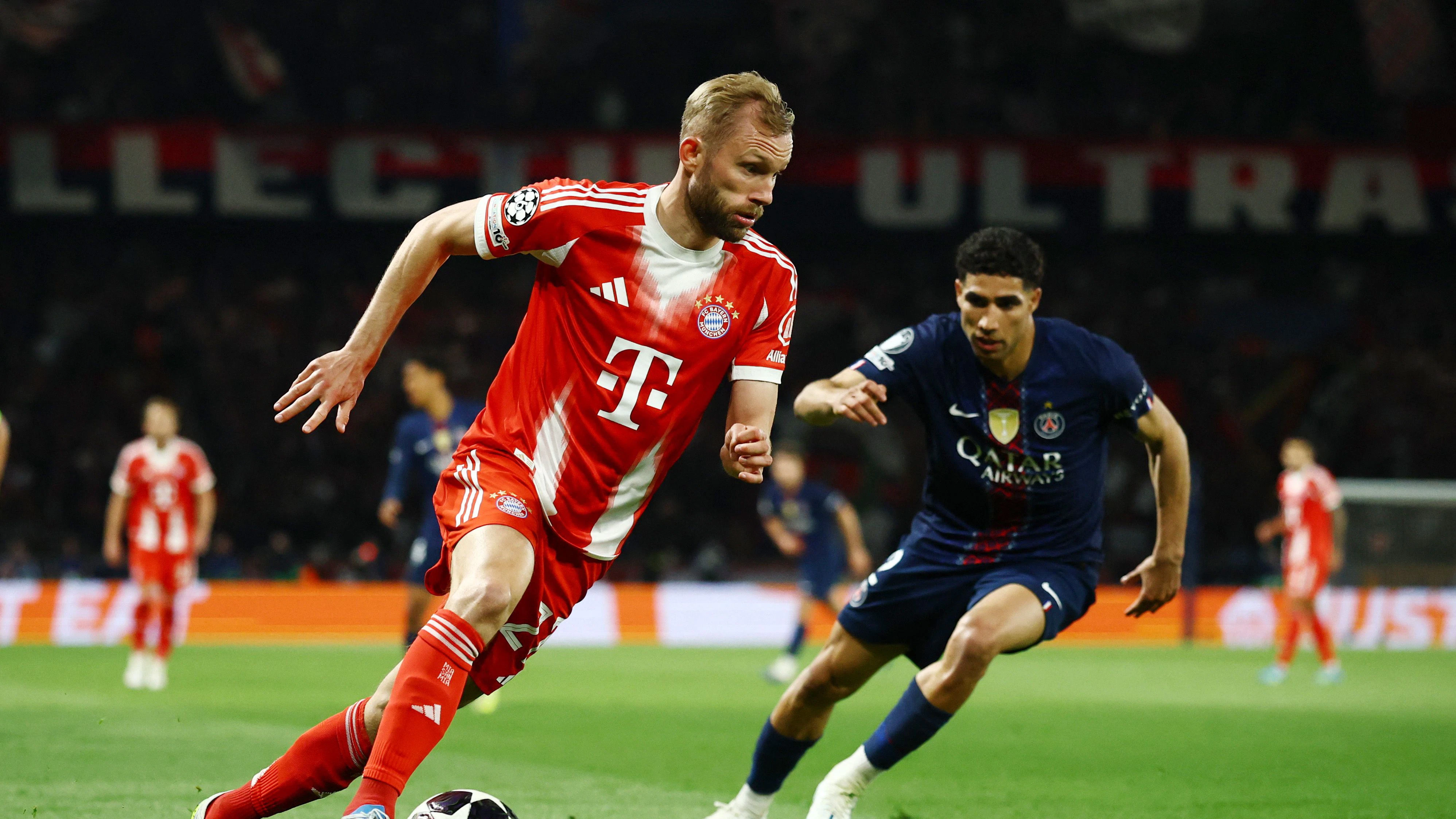 Achraf Hakimi verletzte sich bei einem Zweikampf mit Konrad Laimer. 