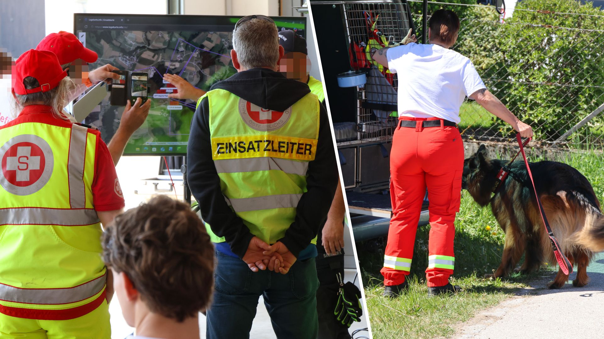 Auch Suchhunde waren Sonntagvormittag im Einsatz.