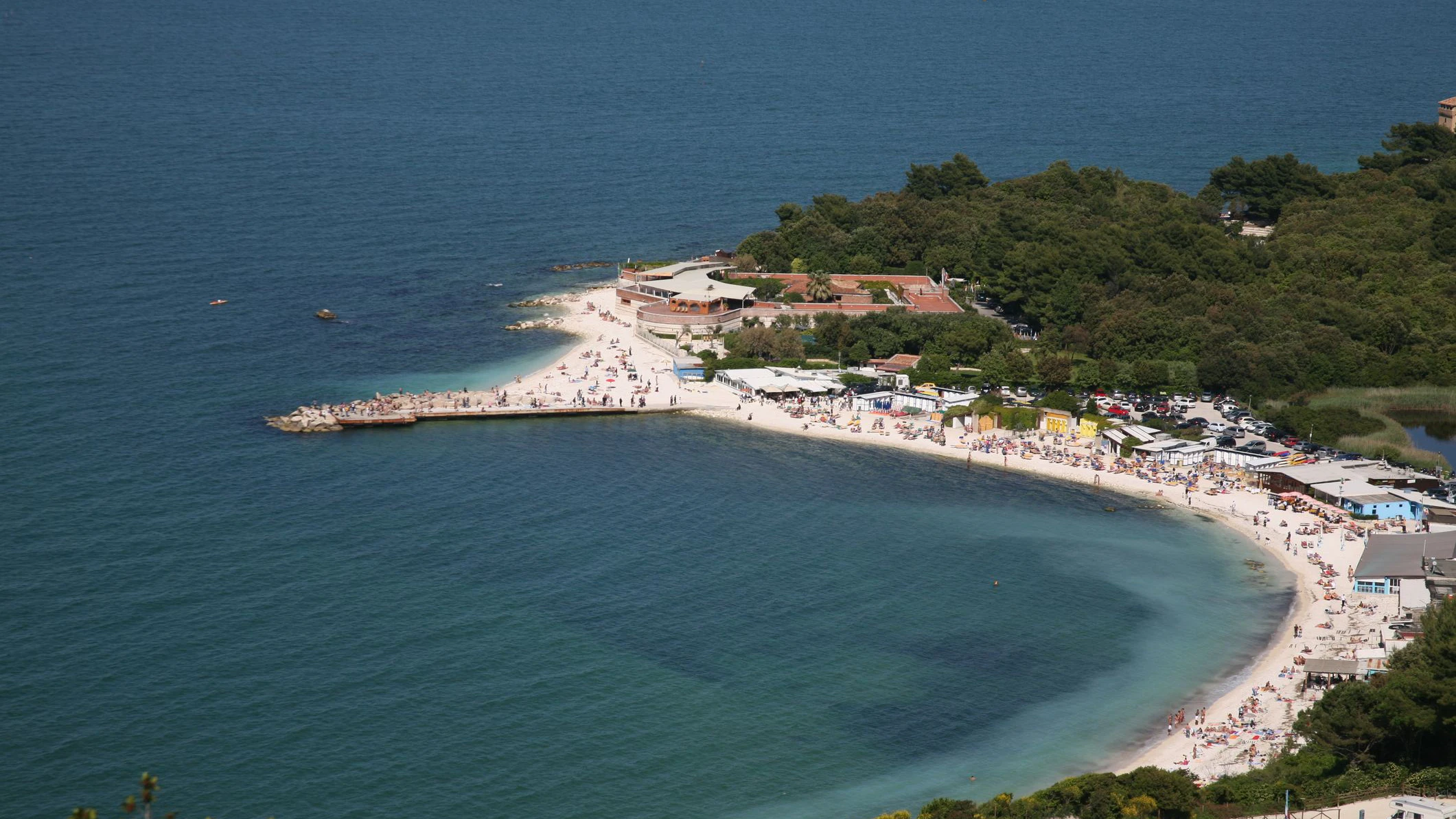 An overview of the beautiful beach of PortoNovo in the natural park of the Conero delle Marche, just below Ancona.