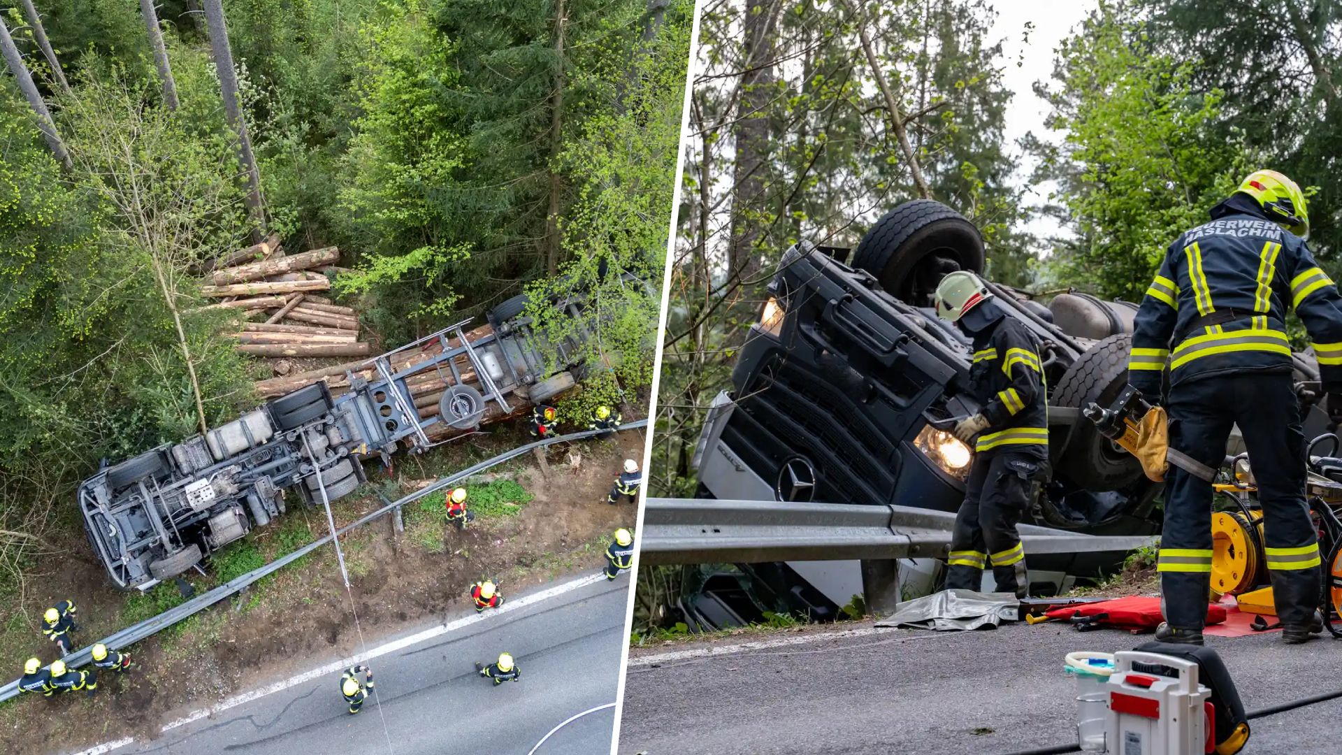 Der Lkw krachte Montagabend durch die Leitplanke.