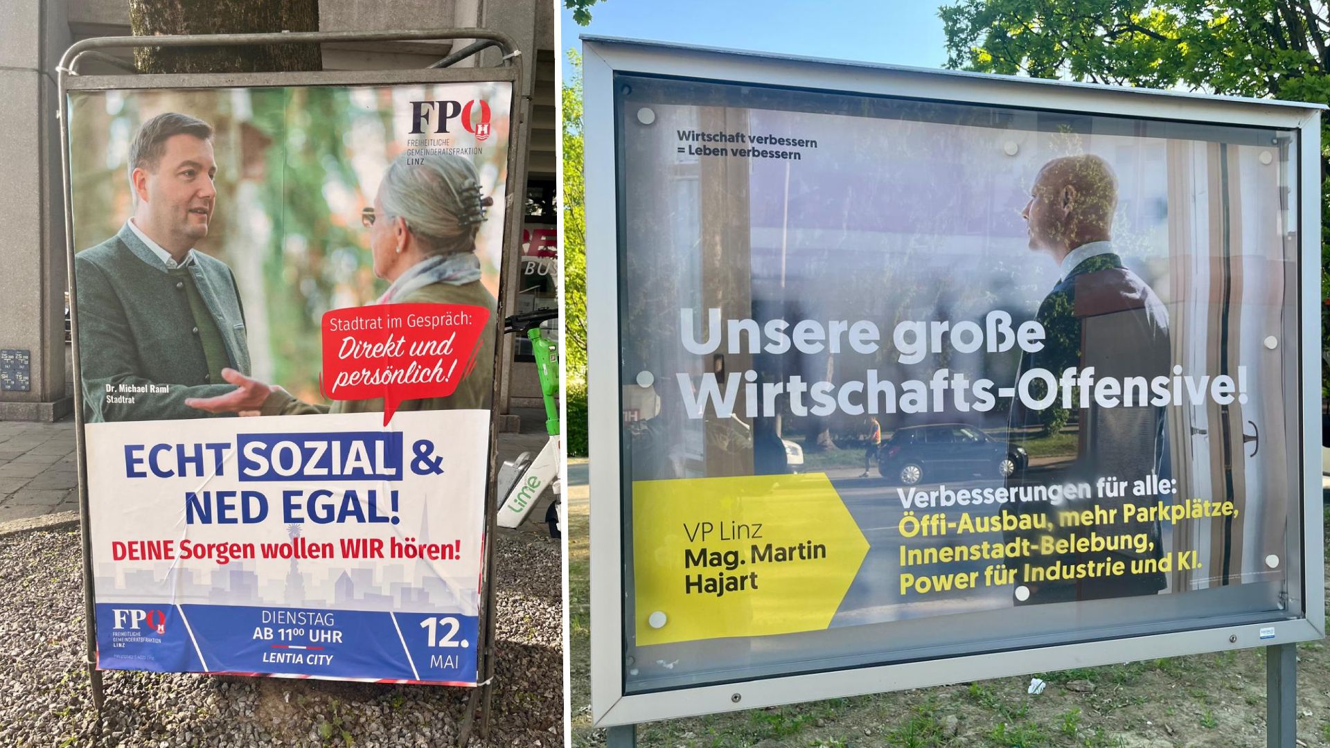 Die Wahl 2027 wirft einmal mehr ihre Schatten voraus: die neuen Sujets von FPÖ und ÖVP.