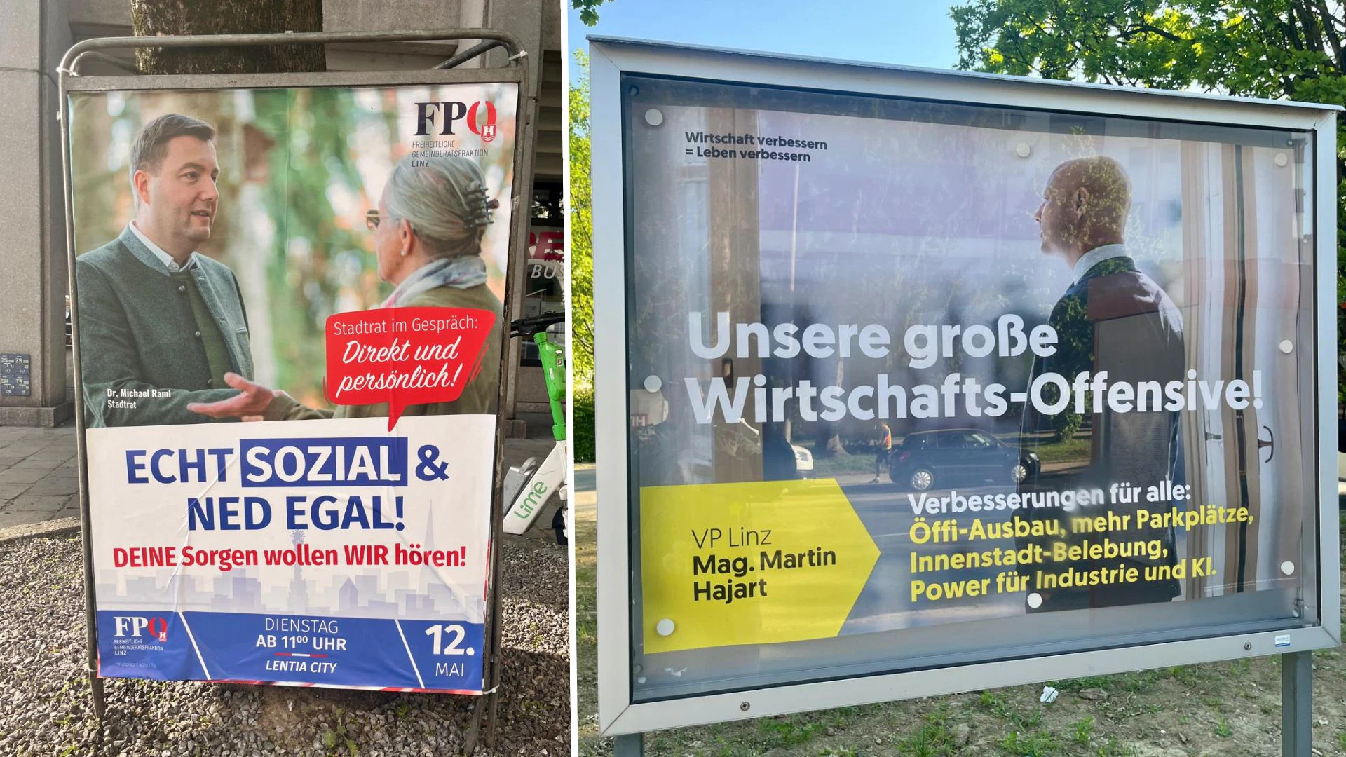 Die Wahl 2027 wirft einmal mehr ihre Schatten voraus: die neuen Sujets von FPÖ und ÖVP.