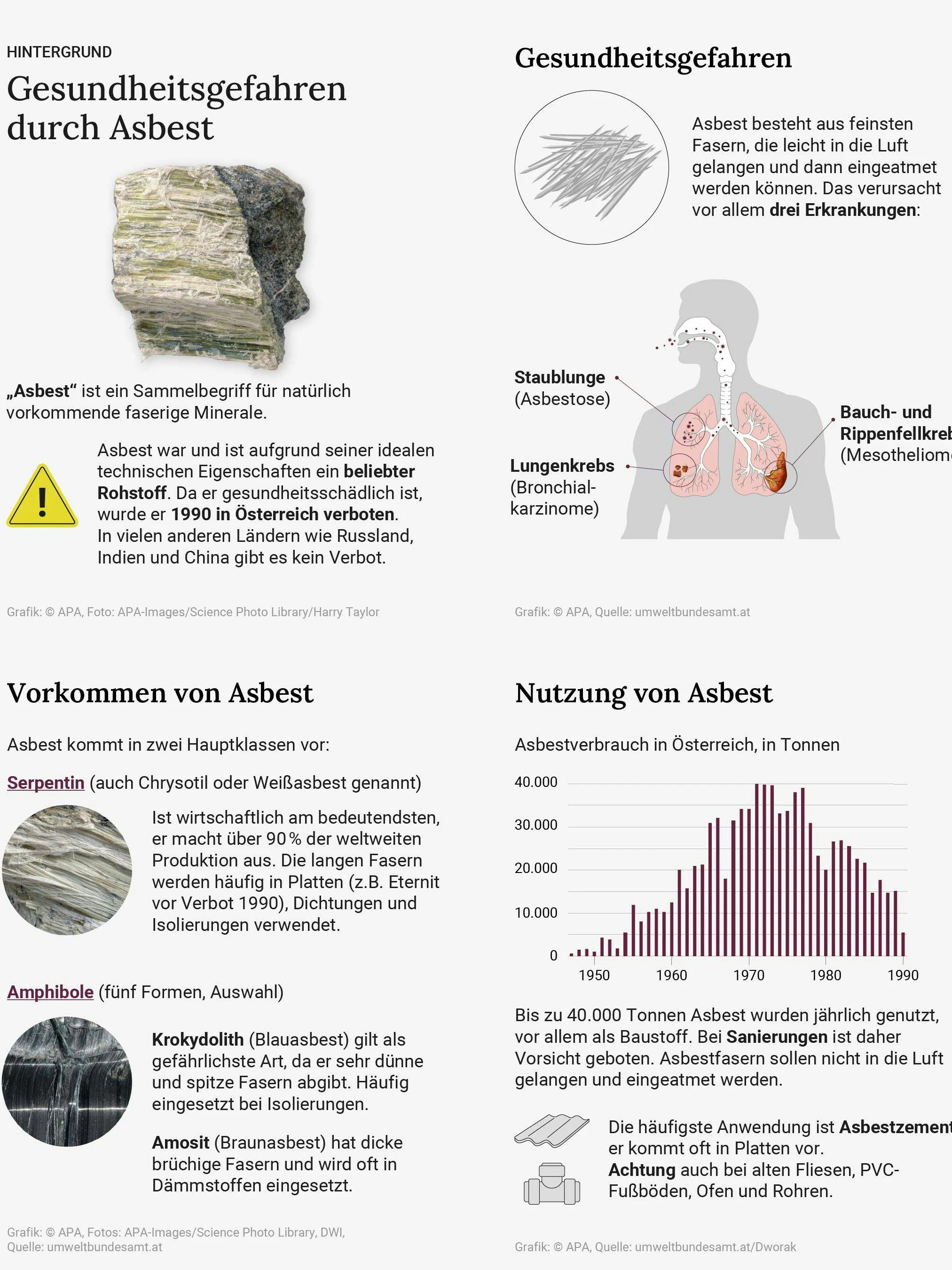 Asbest: Gefahren, Krankheiten, Vorkommen und Nutzung