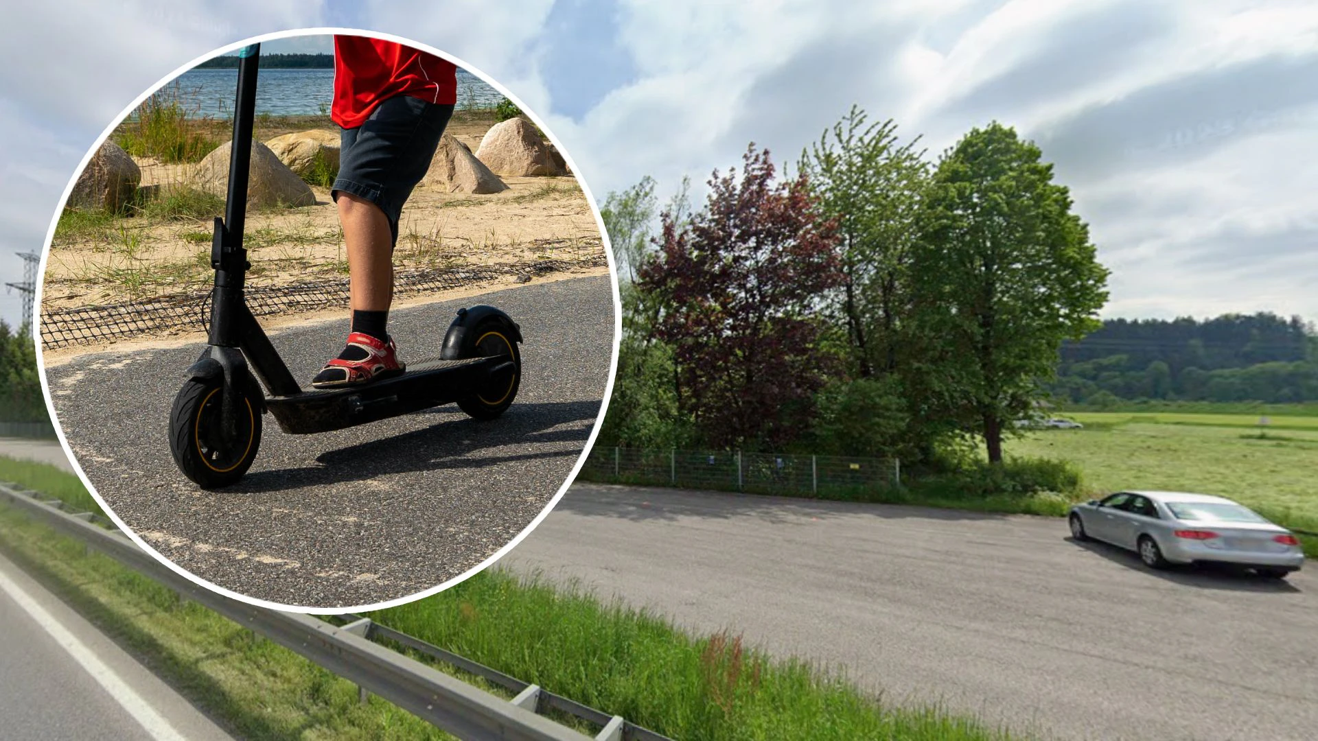 Die E-Scooter-Verfolgungsjagd endete erst beim Parkplatz des Badesees. (Symbolbild)