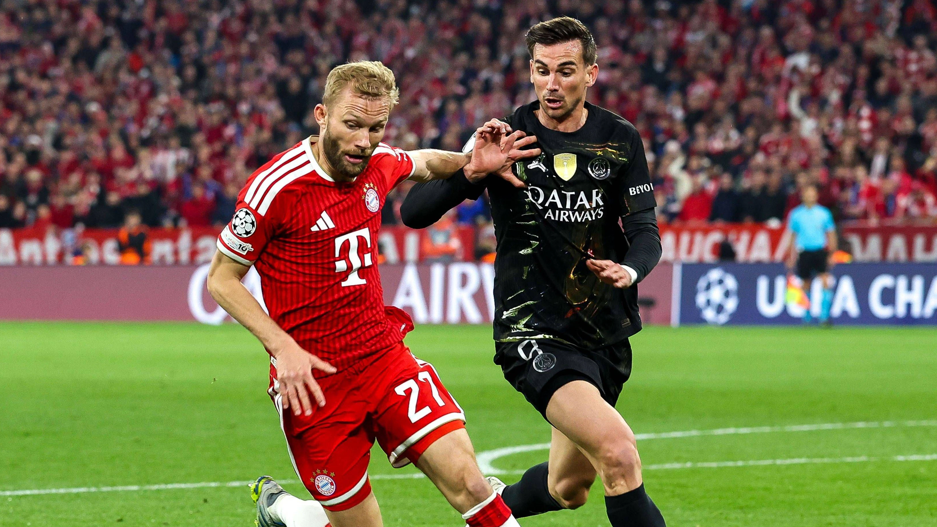 Bayern-Star Konrad Laimer gegen Paris St.-Germain. 