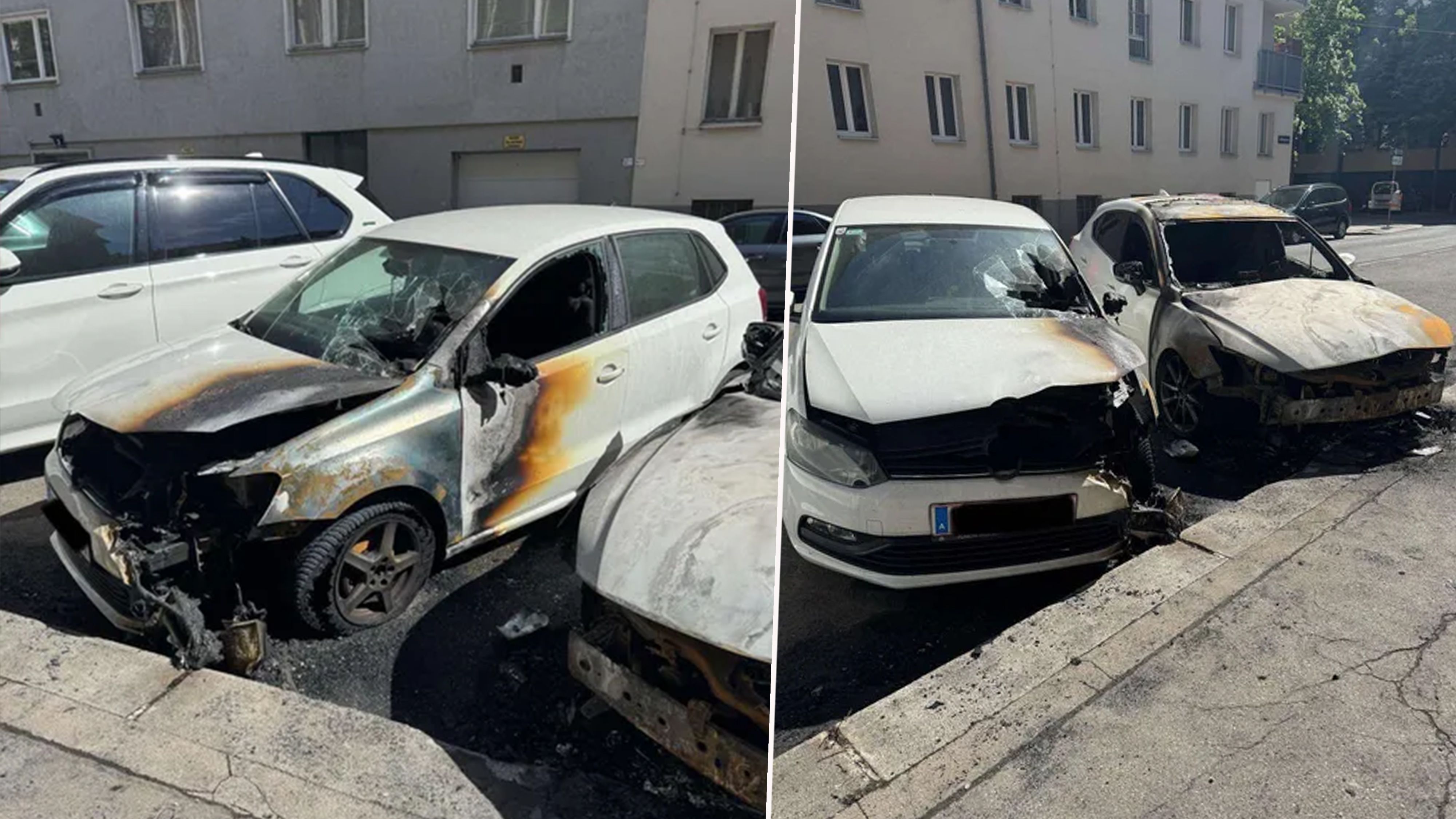 Kanister vor Tatort gefunden: mutmaßlicher Brandanschlag in Wien.
