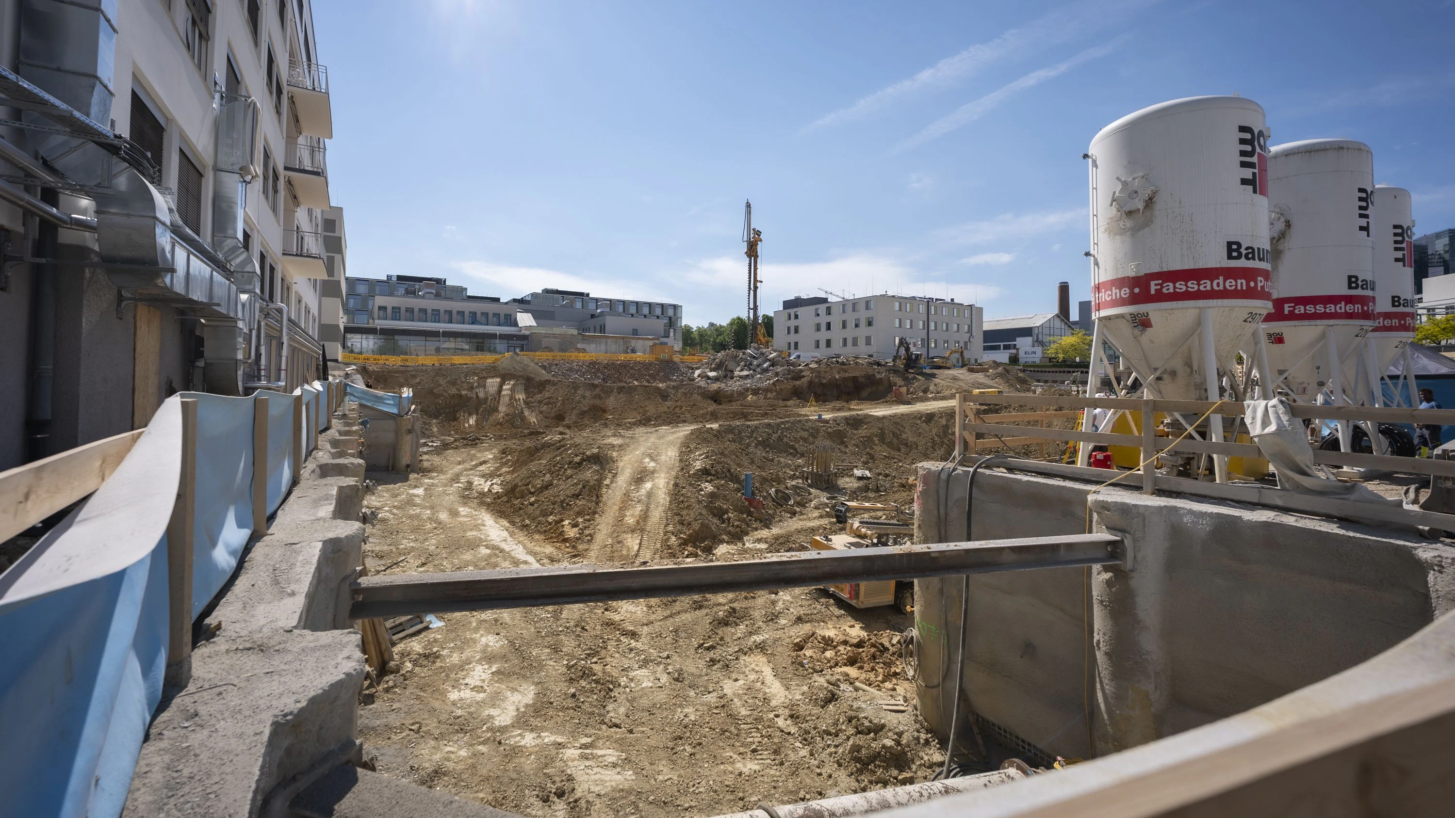 Baustelle für den Zentralbau in der Klinik Favoriten. 