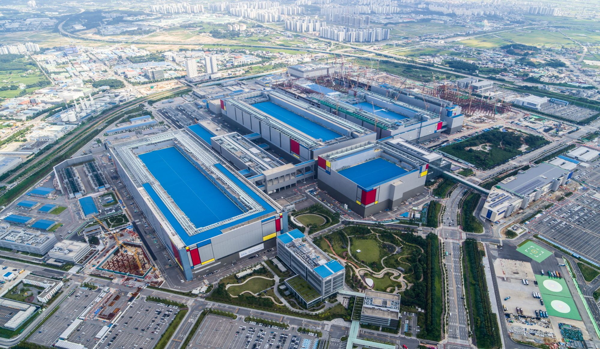 Das Bild zeigt die Chip-Produktionsanlage von Samsung Electronics in Pyeongtaek, Südkorea.