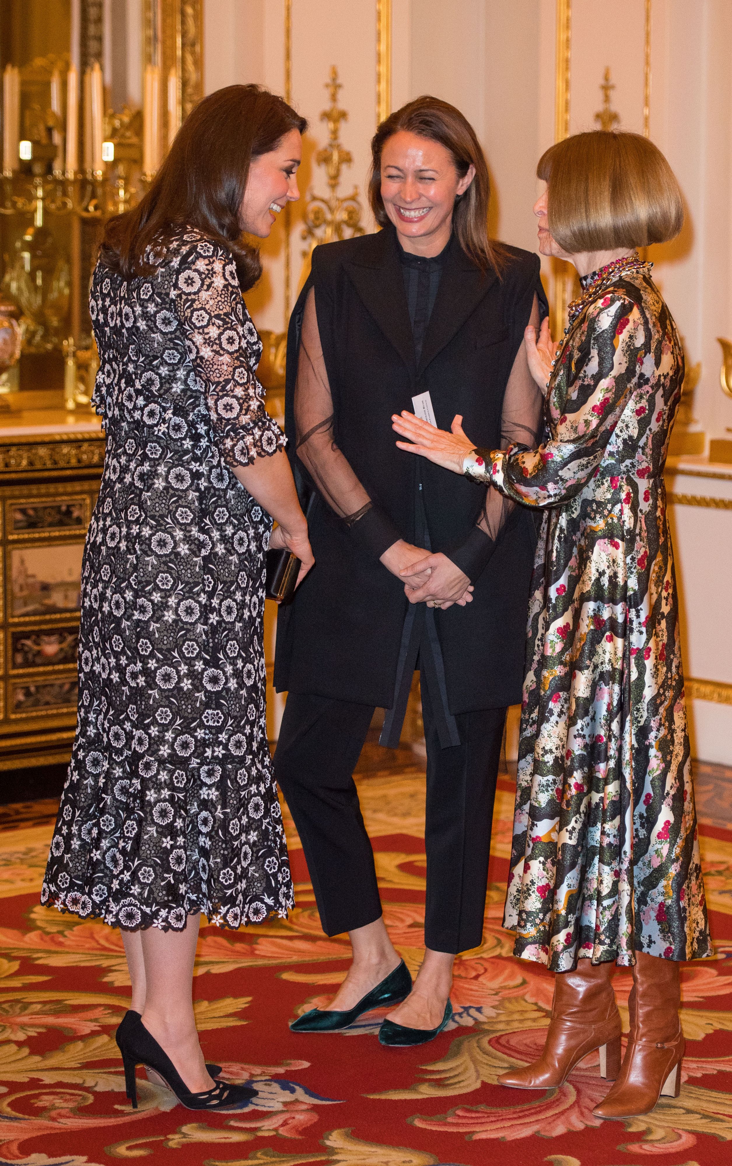 Prinzessin Kate und Anna Wintour trafen 2018 bei einem Empfang im Buckingham Palace aufeinander.