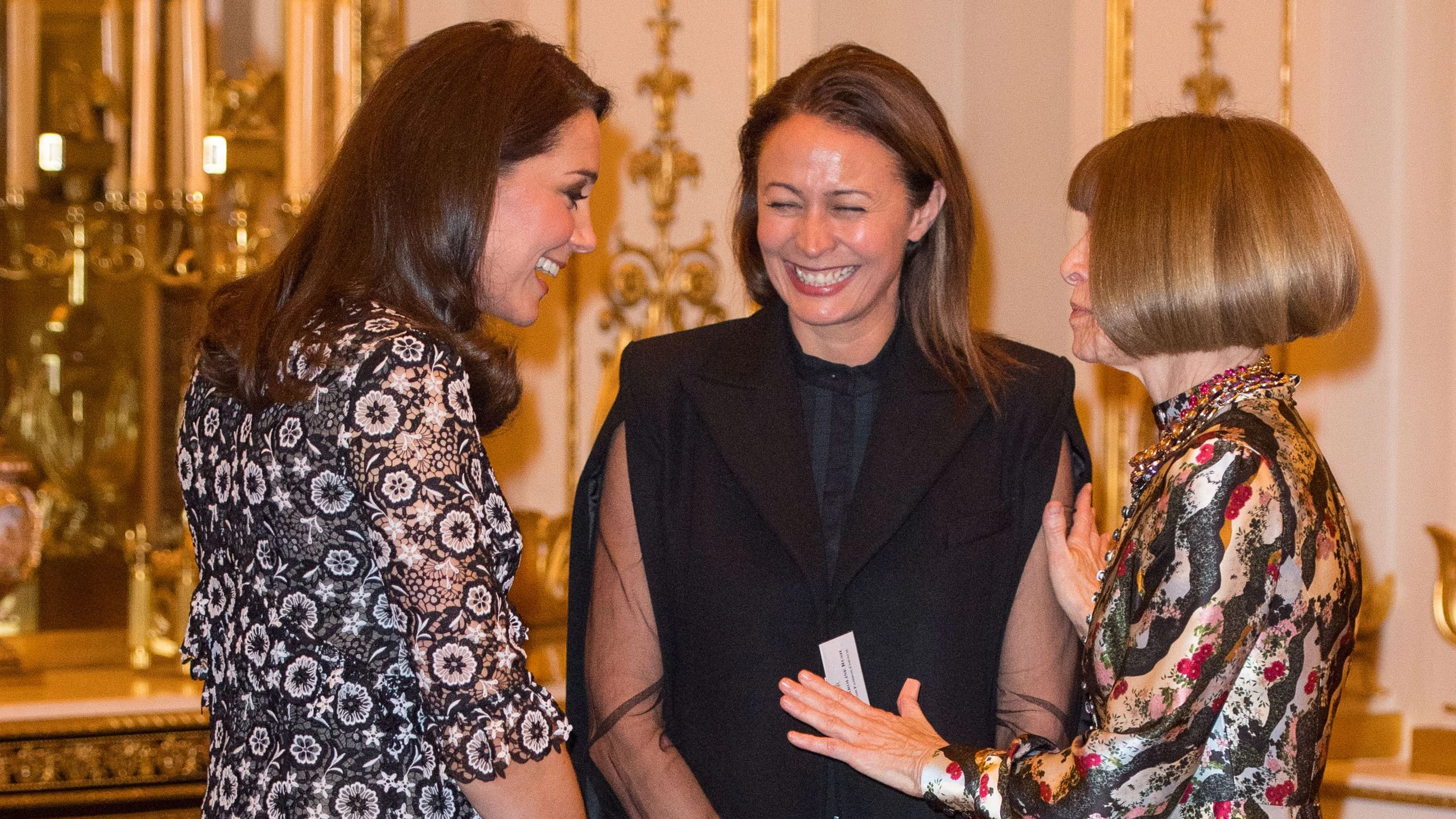 Prinzessin Kate und Anna Wintour trafen 2018 bei einem Empfang im Buckingham Palace aufeinander.