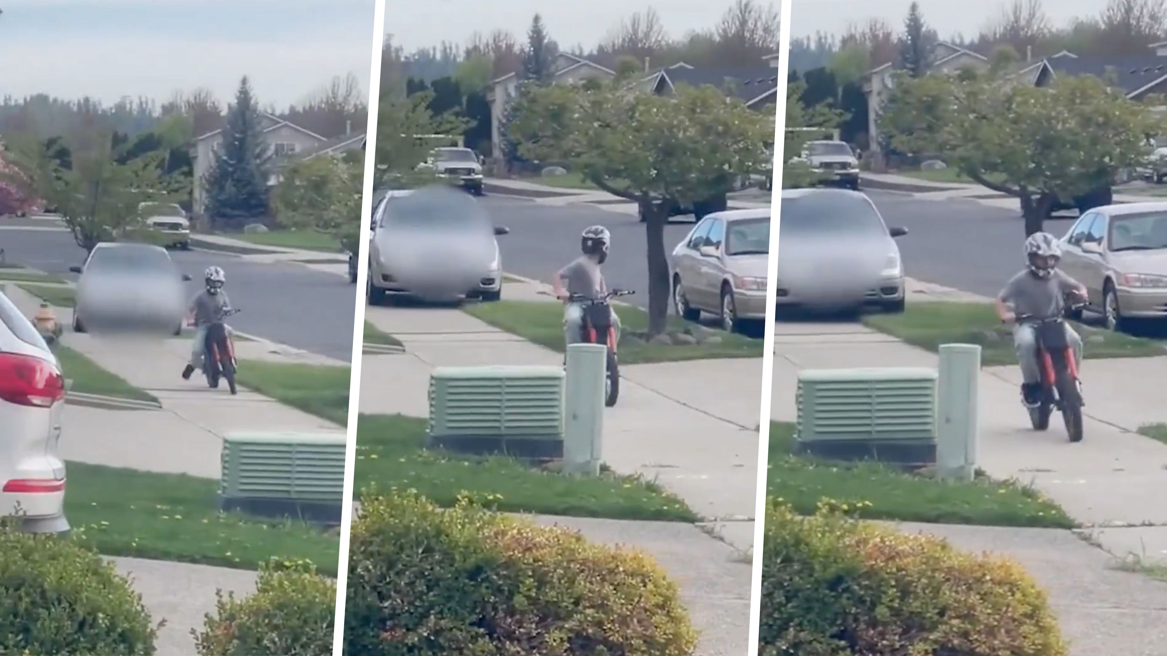 Eine Frau im US-Staat Washington jagte wie von Sinnen einen Teenager auf seinem Dirtbike mit ihrem Auto über den Gehsteig.