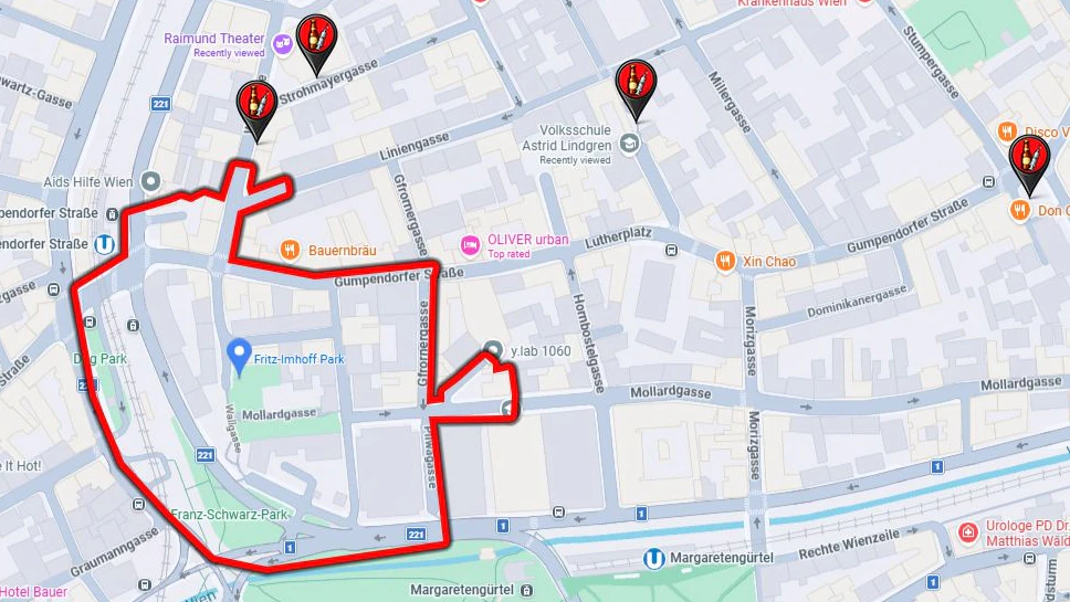 Bei einem Spaziergang entdeckte ein Leser gleich vier Alkohol- und Drogen-Hotspots in unmittelbarer Nähe zur Schutzzone – am helllichten Tag.