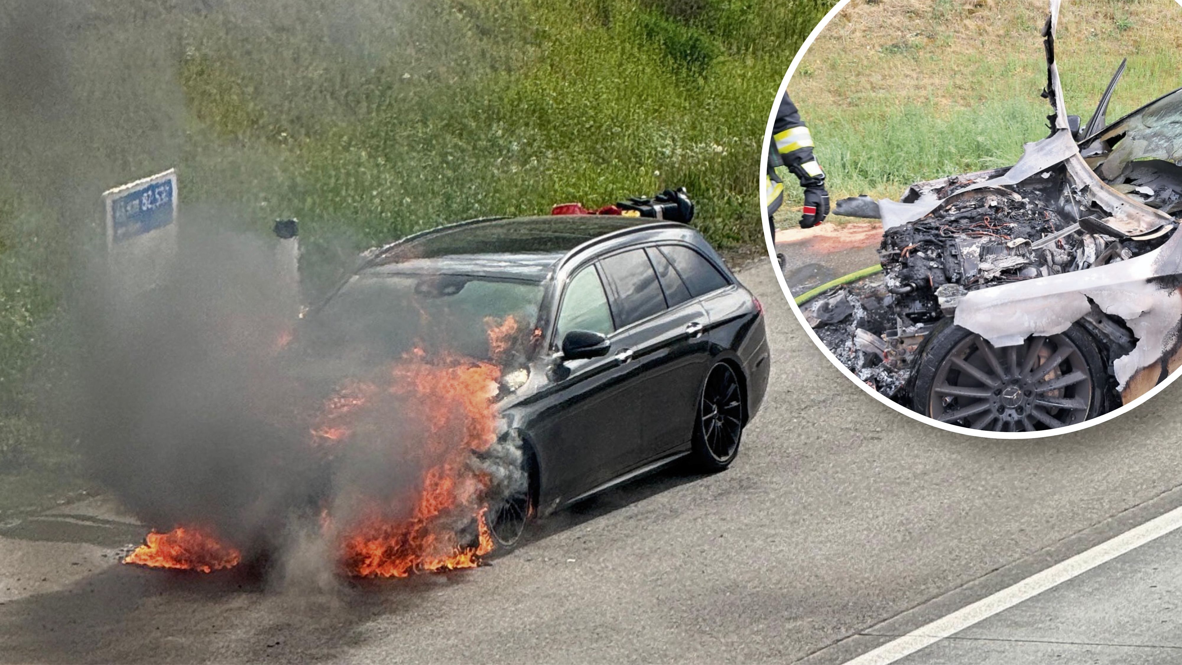Zwischen den Anschlussstellen Pöchlarn und Melk geriet am Mittwochnachmittag ein Auto auf der A1 in Brand. Der Lenker blieb unverletzt.