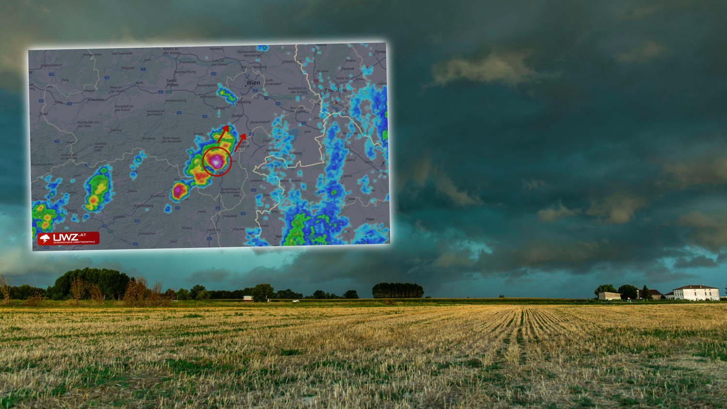 Heute.at - Schwere Gewitter ziehen jetzt durch das Wiener Becken