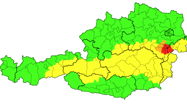 Die Unwetter-Warnkarte für Donnerstag.