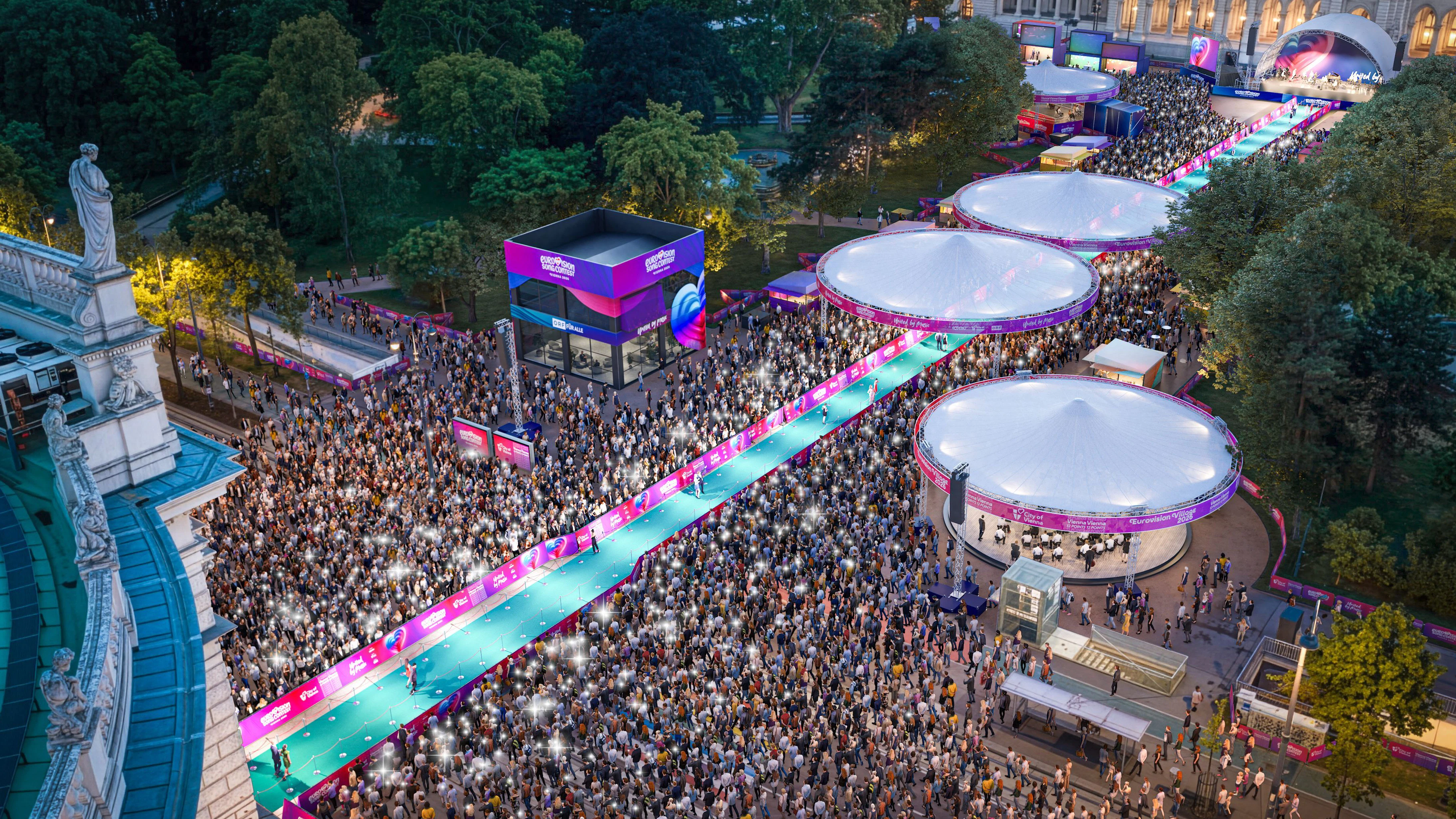 Turquoise Carpet bei der Opening Ceremony für den ESC am Wiener Rathausplatz