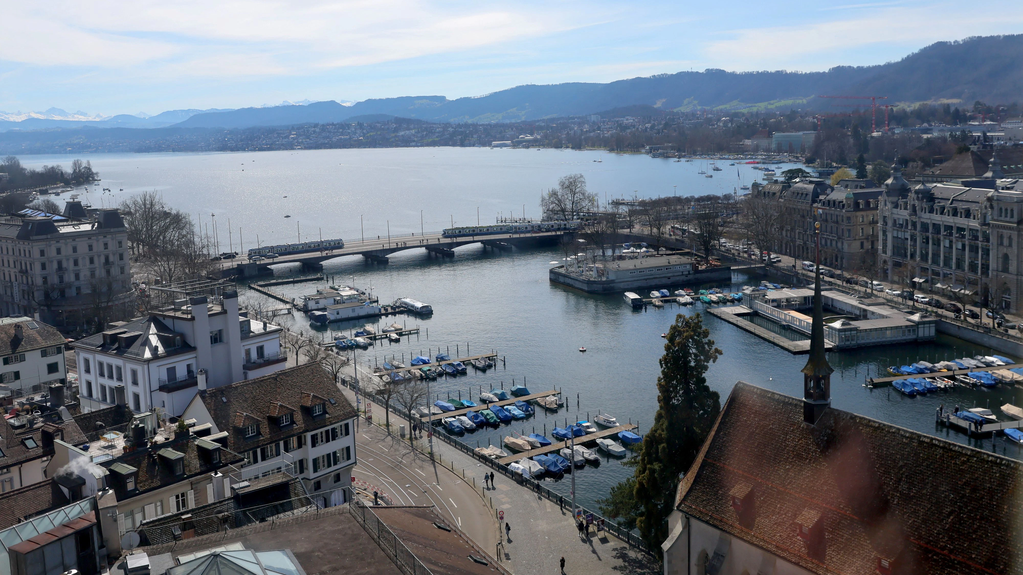 Overview of the Limmat river and Lake Zurich, Switzerland March 16, 2023. REUTERS/Denis Balibouse