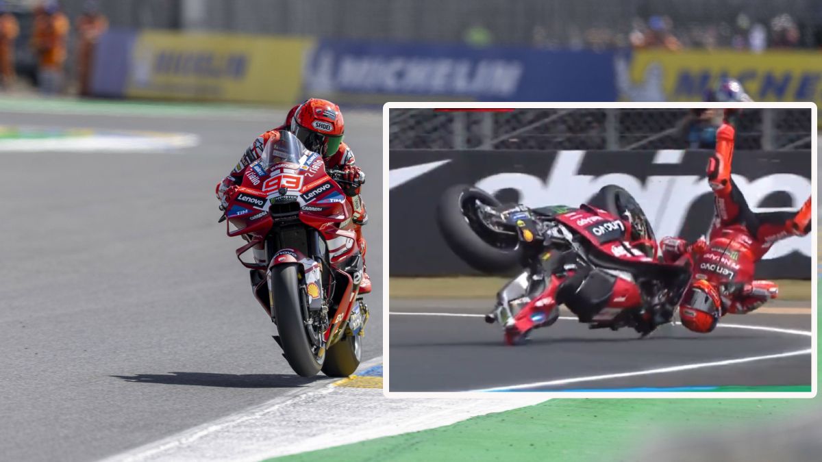 Marc Marquez fliegt ab.