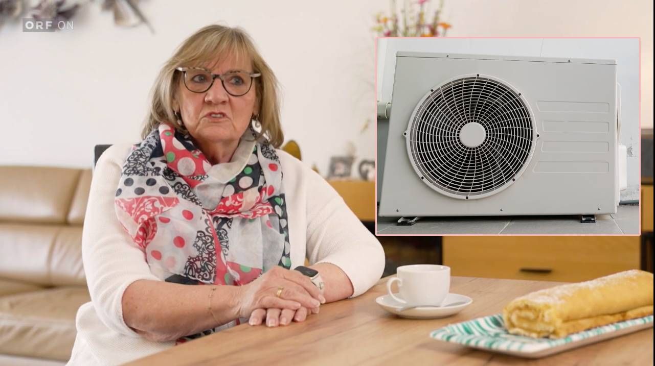 Irene P. kämpft um eine Split-Klimaanlage auf ihrem Balkon.