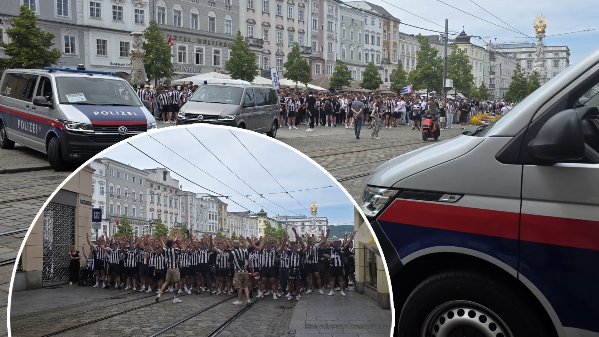 Die Schwarz-Weißen machten am Nachmittag am Hauptplatz ordentlich Stimmung.