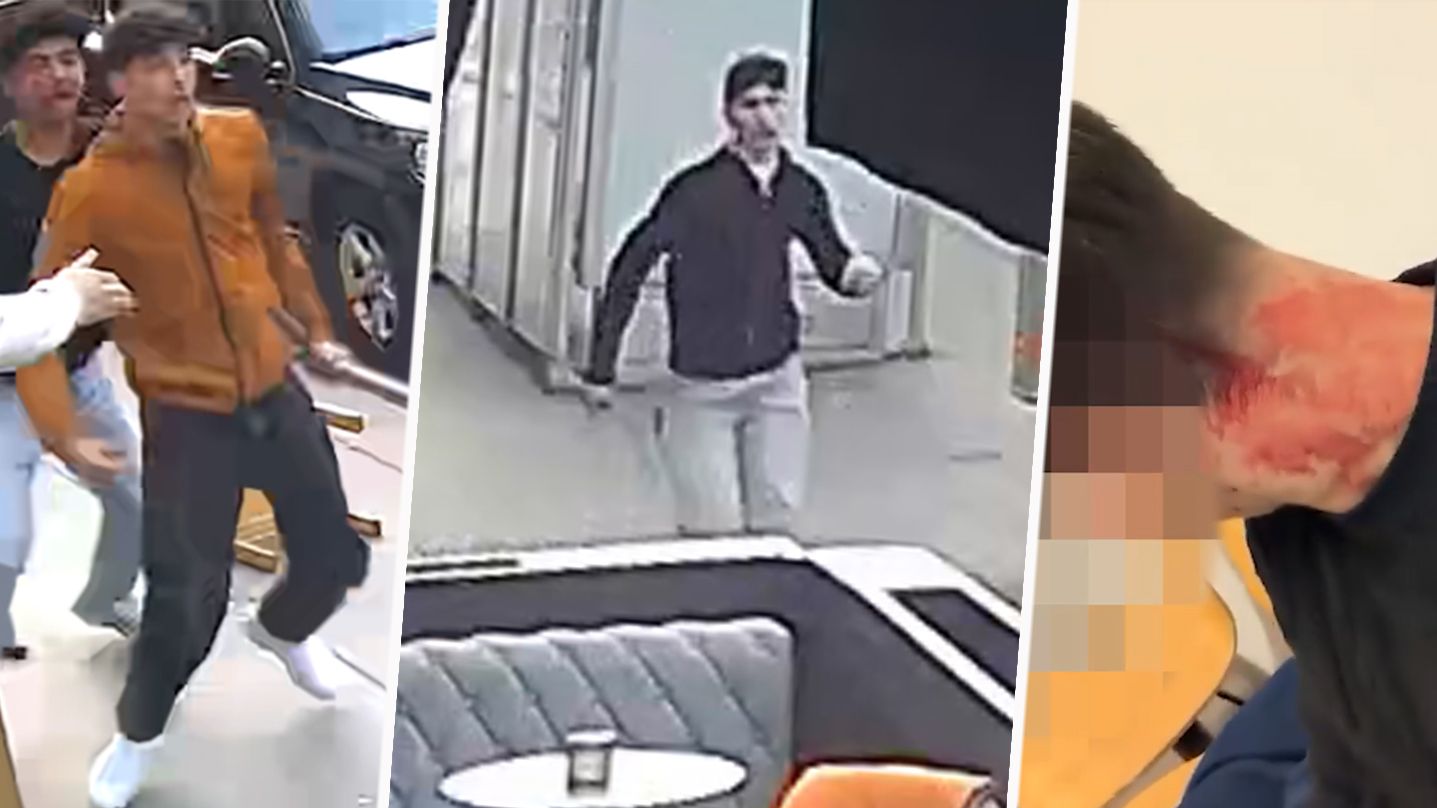 Messer-Attacke vor Barbershop! Wer kennt dieses Trio?