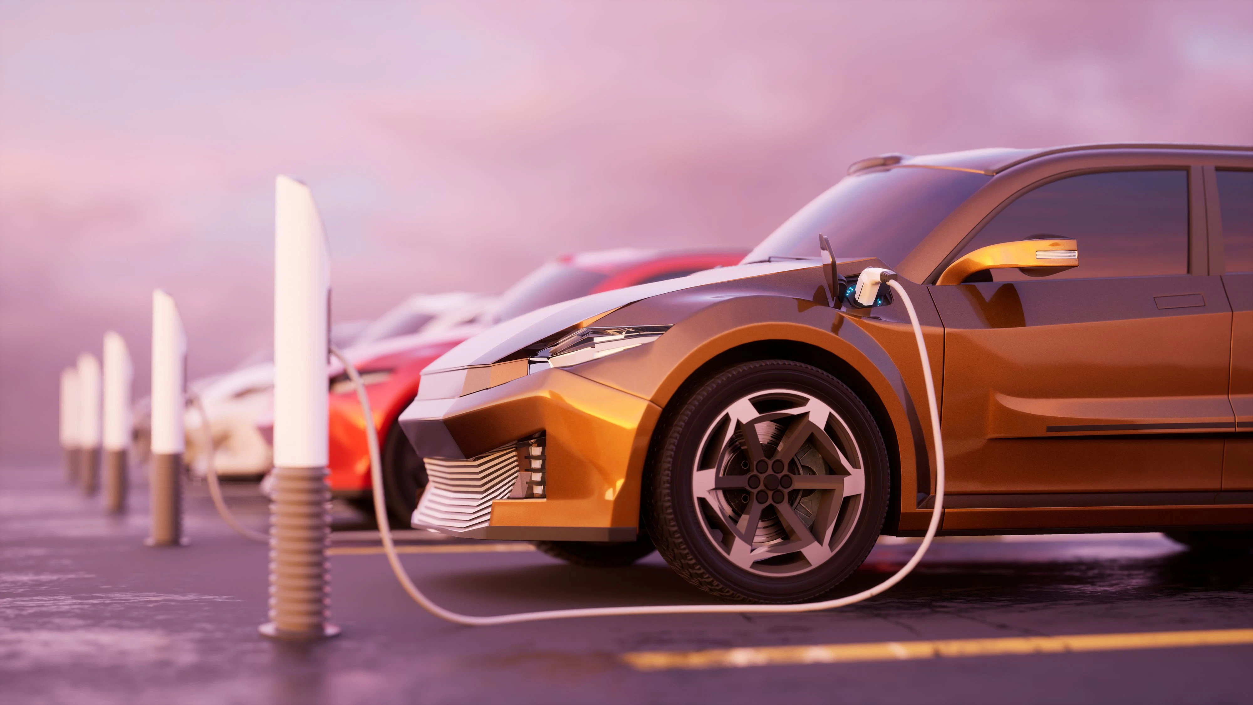 3D rendering of electric car on white background  This video doesn`t contain any visible trademarked products, corporate identity, logos, or copyrighted elements. I am author of design of this car. I am author of 3d model of this car
