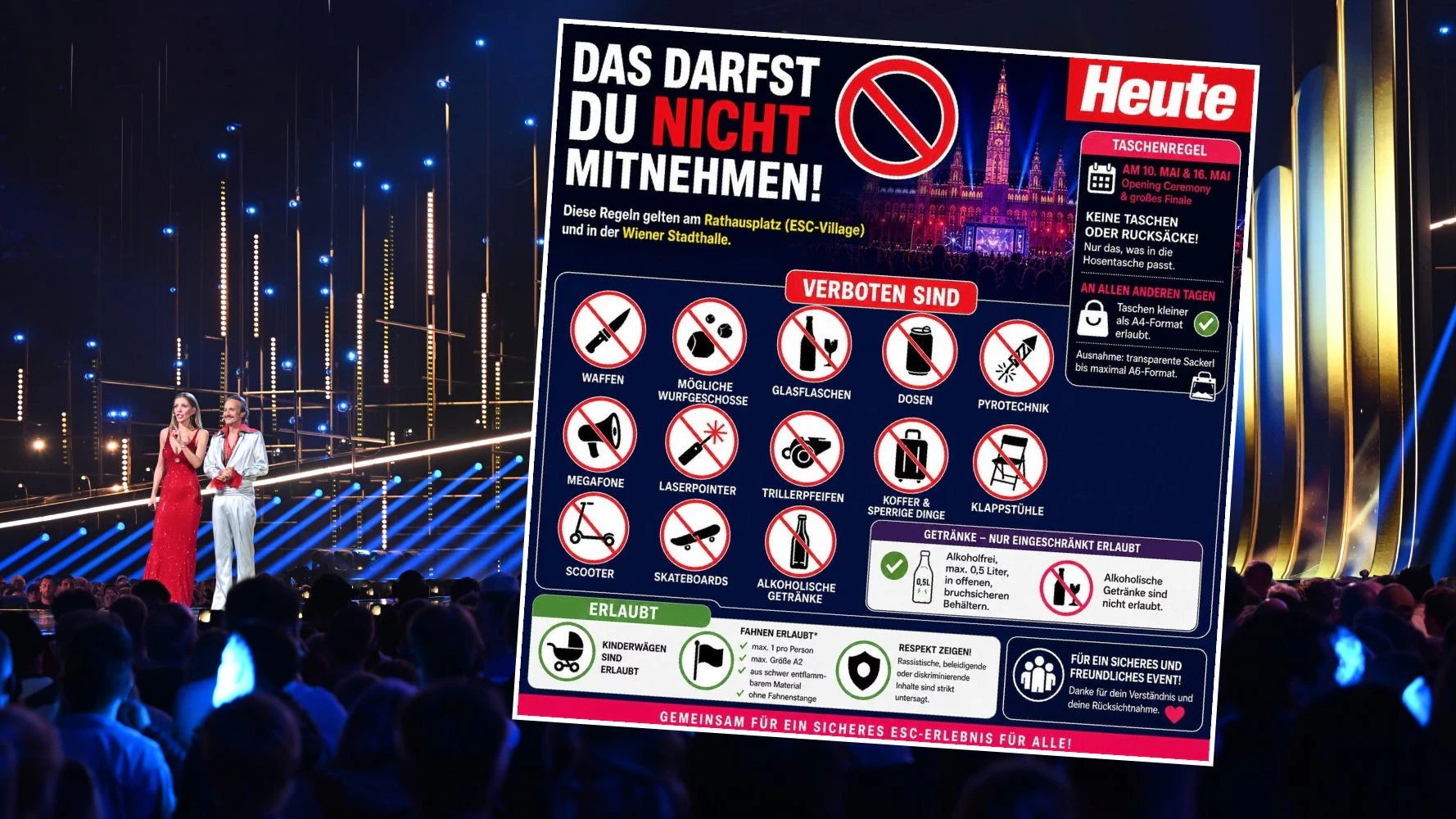 Heute.at - Heftiger als Flughafen: Das ist für ESC-Fans verboten
