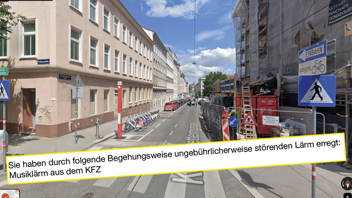 "Laute Musik aus KFZ" – nun muss der Wiener 165 Euro Strafe zahlen.