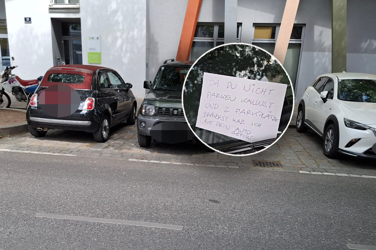 Der Zettel mit der eindeutigen Botschaft sorgte bei den Passanten für Lacher.