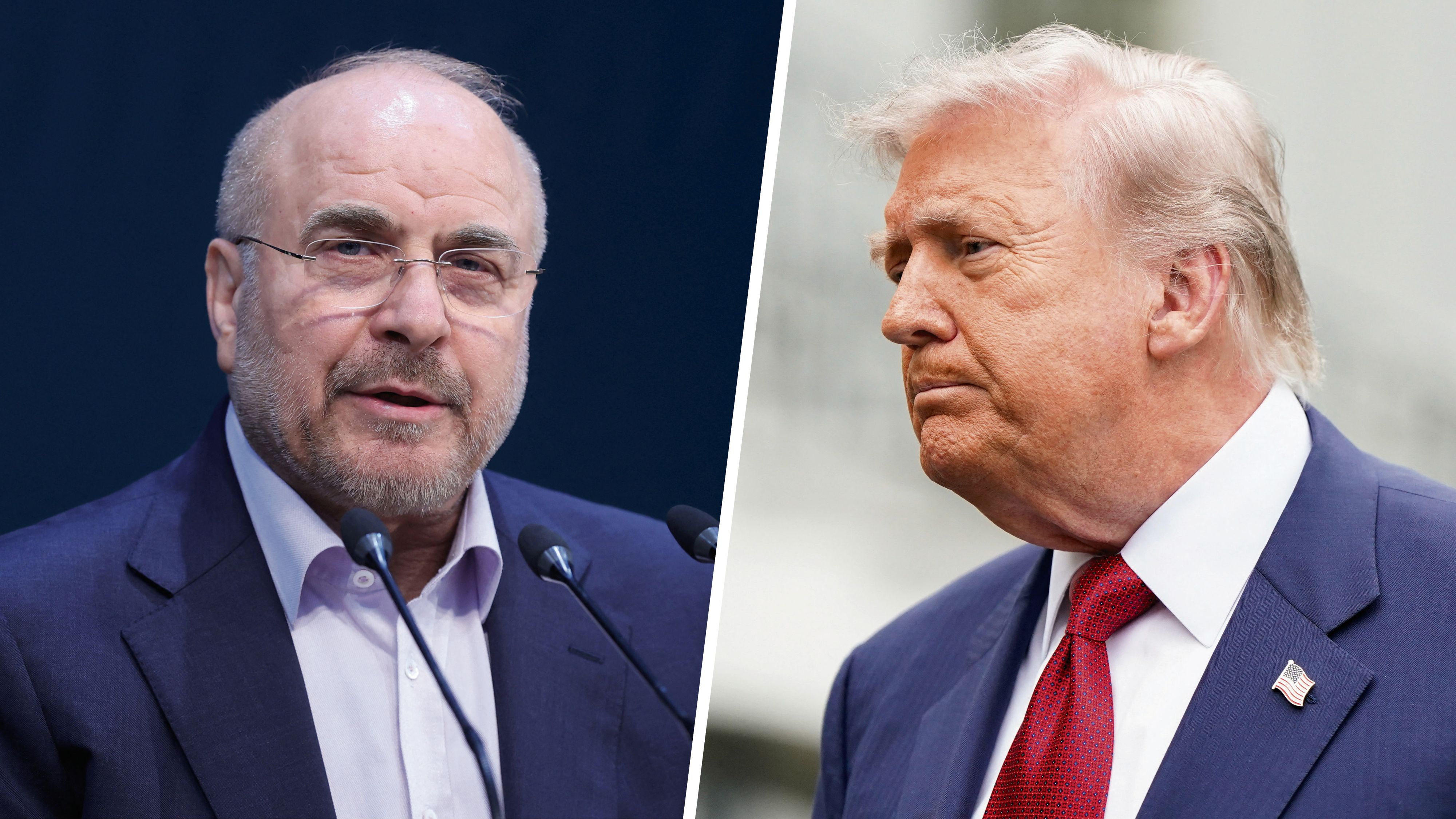 Der iranische Parlamentspräsident Ghalibaf (l.) ist nicht bereit, sich Trump zu unterwerfen