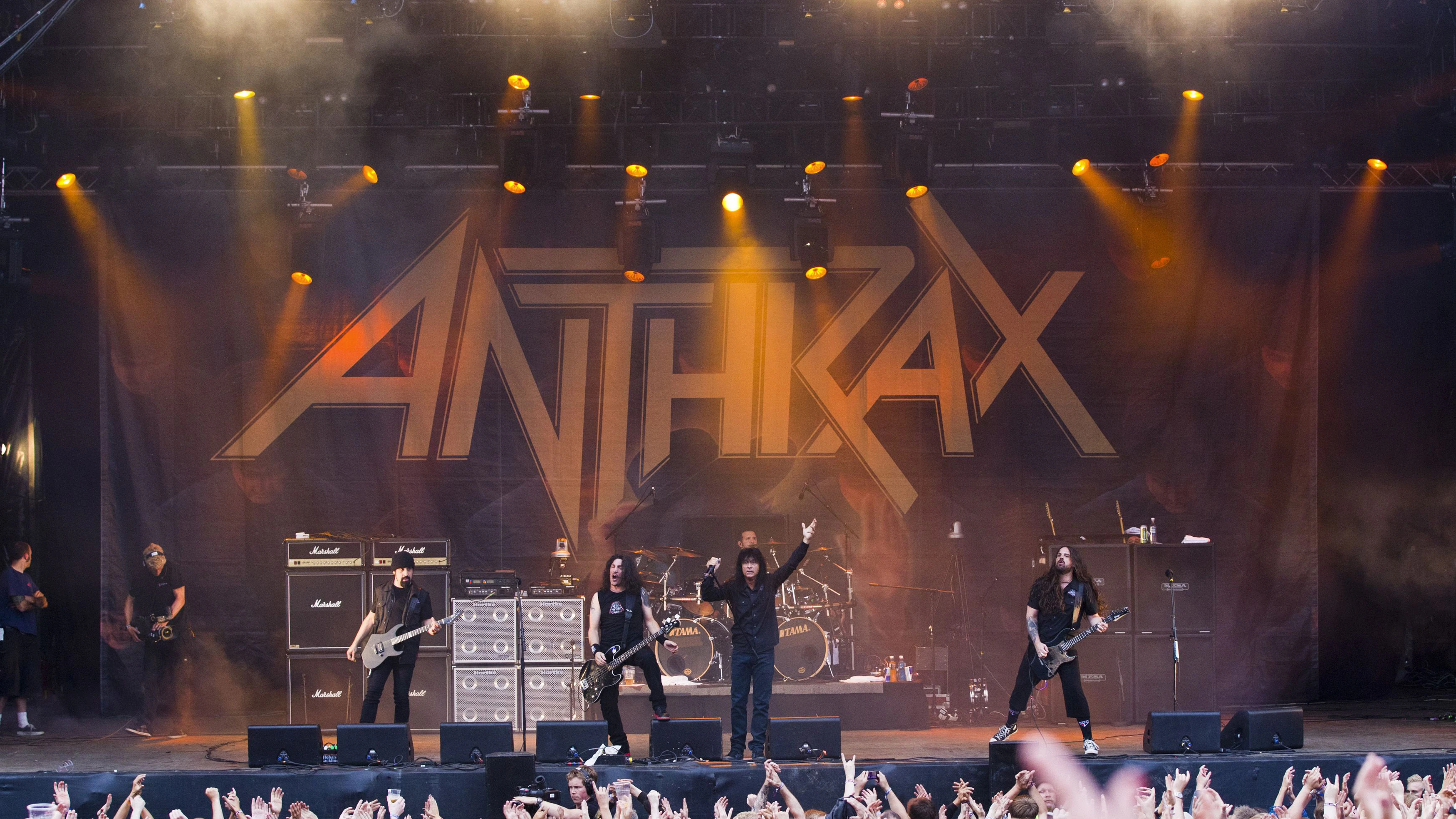 U.S. metal band Anthrax performs during a concert at the Slottsfjell festival in Tonsberg, Norway July 14, 2011. REUTERS/Vegard Grott/Scanpix (NORWAY - Tags: ENTERTAINMENT) NORWAY OUT. NO COMMERCIAL OR EDITORIAL SALES IN NORWAY. THIS IMAGE HAS BEEN SUPPLIED BY A THIRD PARTY. IT IS DISTRIBUTED, EXACTLY AS RECEIVED BY REUTERS, AS A SERVICE TO CLIENTS