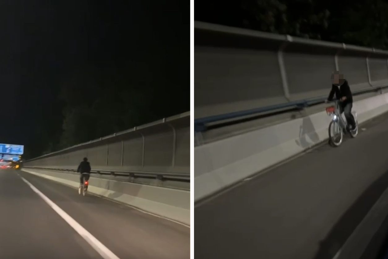 Der Mann war mit einem Fahrrad auf dem Pannenstreifen der A23 unterwegs.