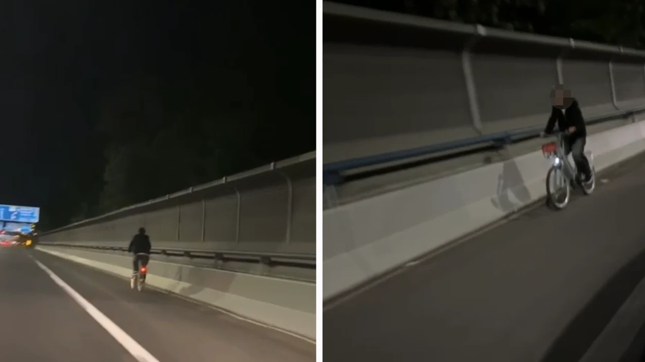 Der Mann war mit einem Fahrrad auf dem Pannenstreifen der A23 unterwegs.